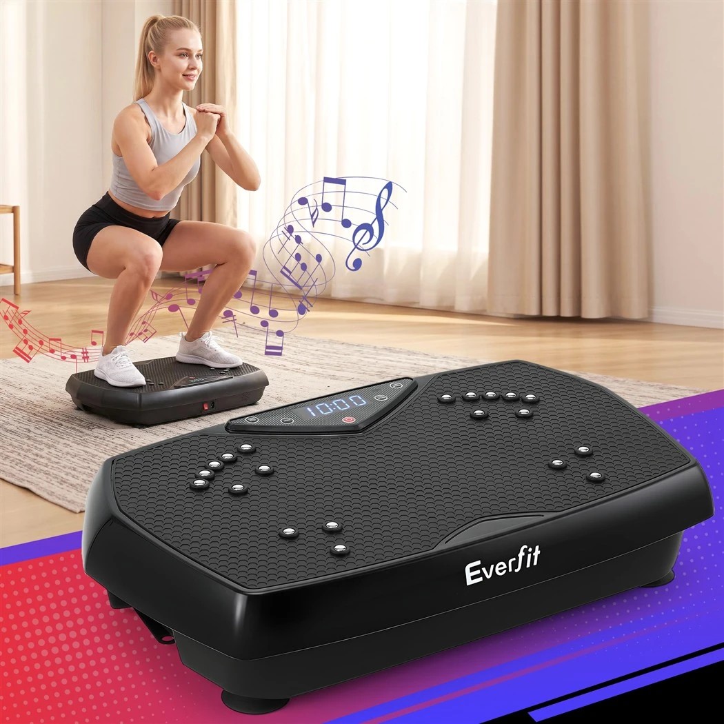 2 Everfit Vibration Plate Exercise Machine with Bluetooth 150 Speed Levels 150KG Capacity - Black, 2 of 9