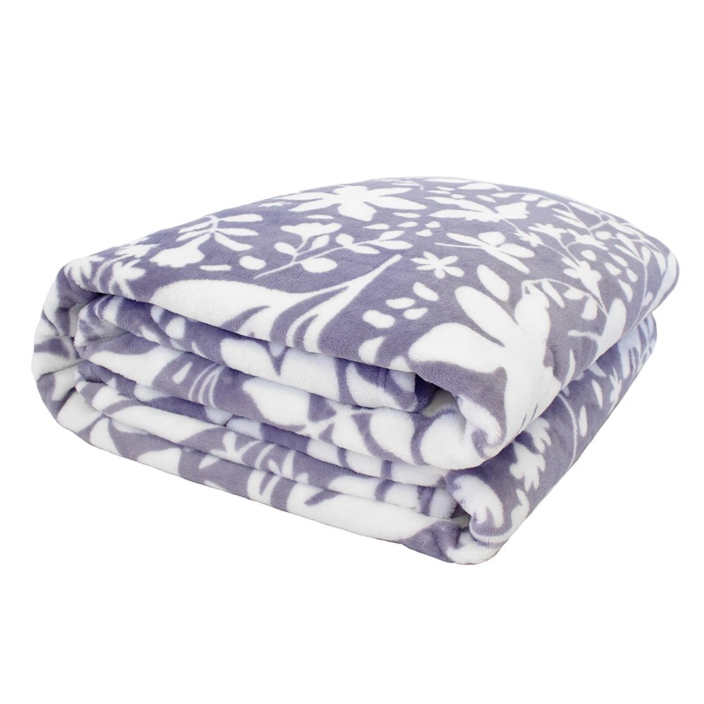 1 Bambury Liv Soft Ultraplush Floral Blanket - Double/Queen - Blue, 1 of 3
