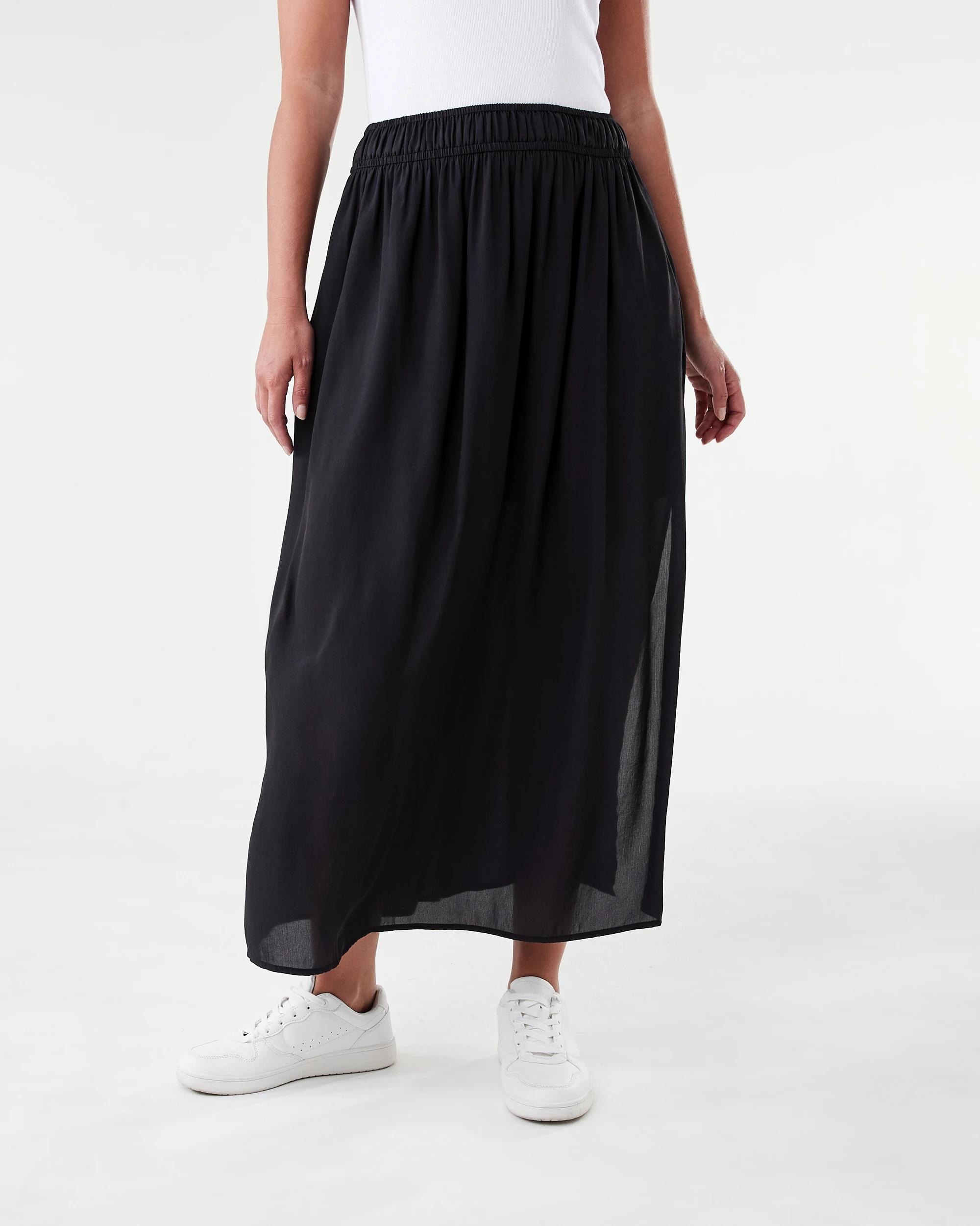 1 Sheer Flowy Maxi Skirt Black, 1 of 6