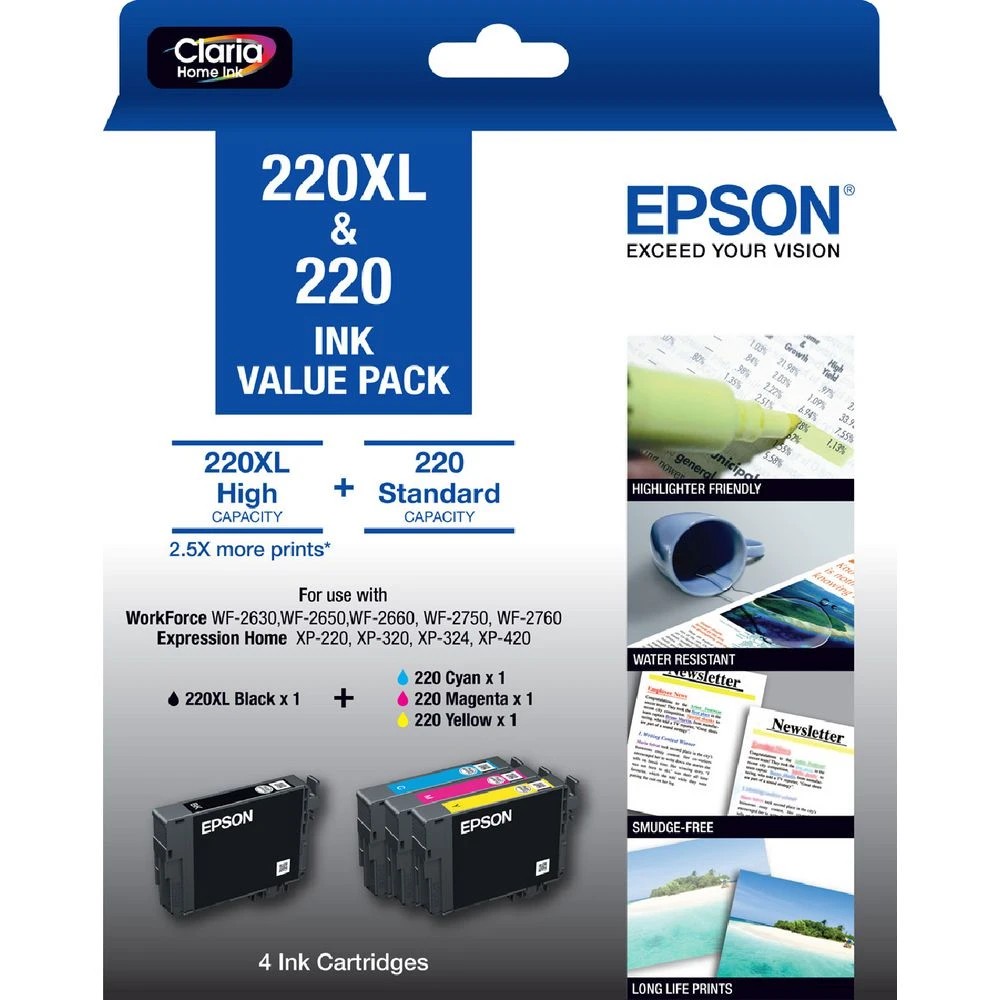 1 Epson 220XL Ink Cartridge Value Pack, 1 of 2
