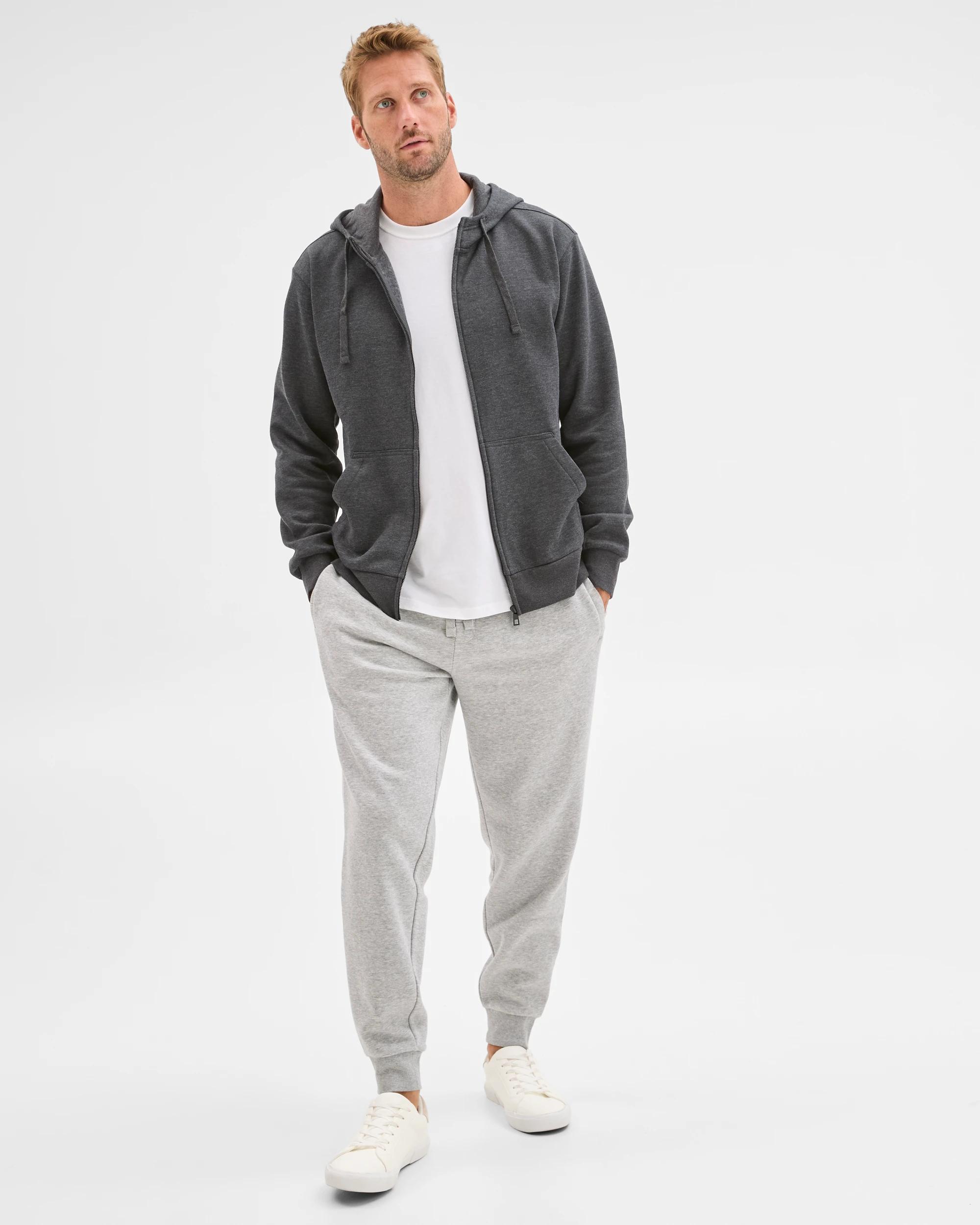 1 Target Australian Cotton Blend Zip Thru Hoodie CHAR MARLE, 1 of 6