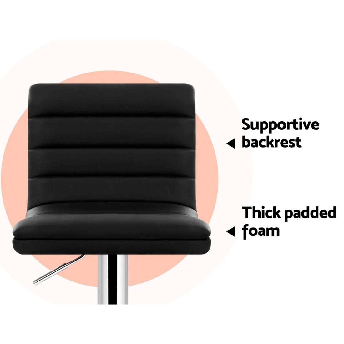 4 Artiss 2x Bar Stools Padded Leather Gas Lift
 - black, 4 of 4