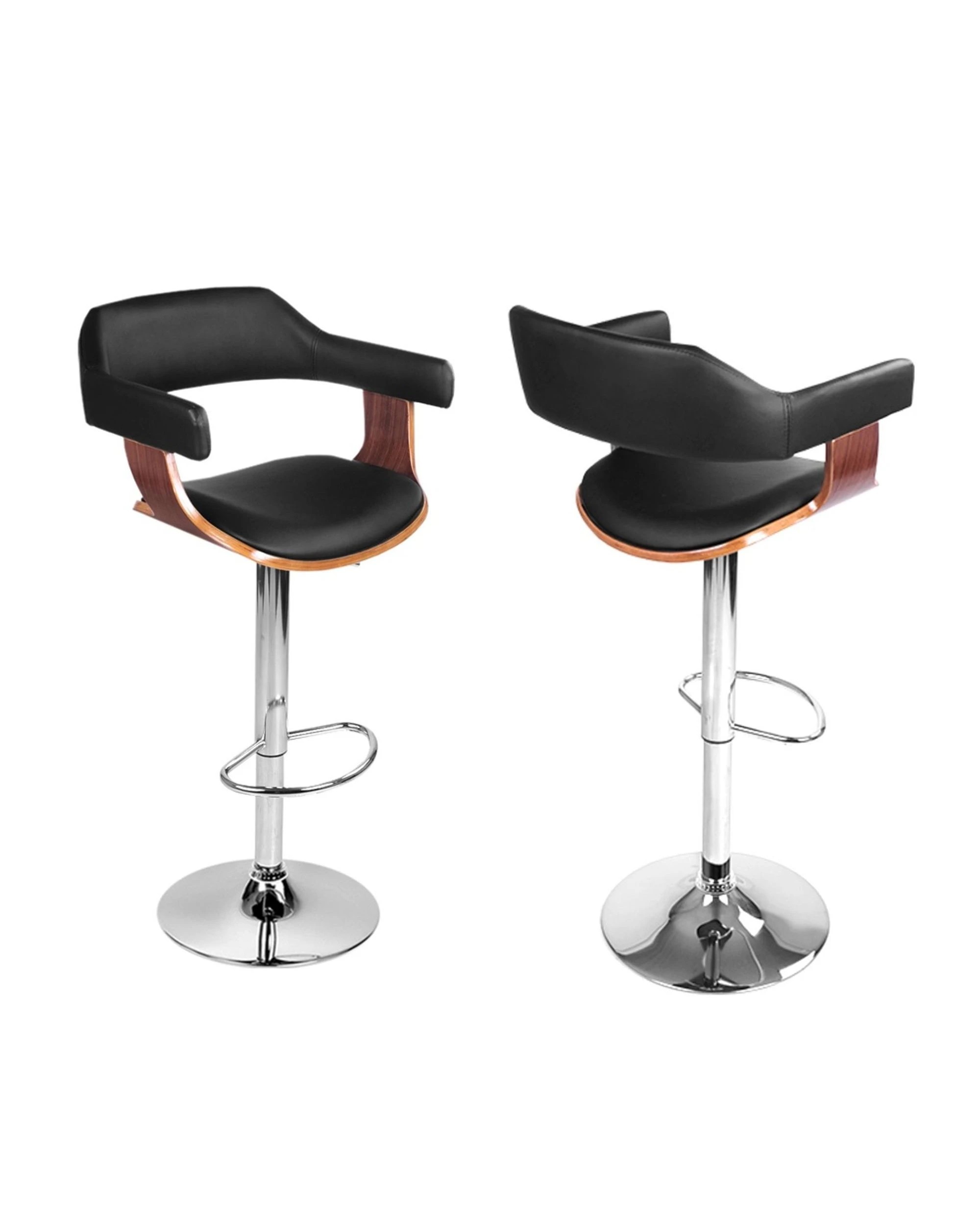 2 Artiss 4x Bar Stools Gas Lift Leather W/armrest
 - Black, 2 of 3