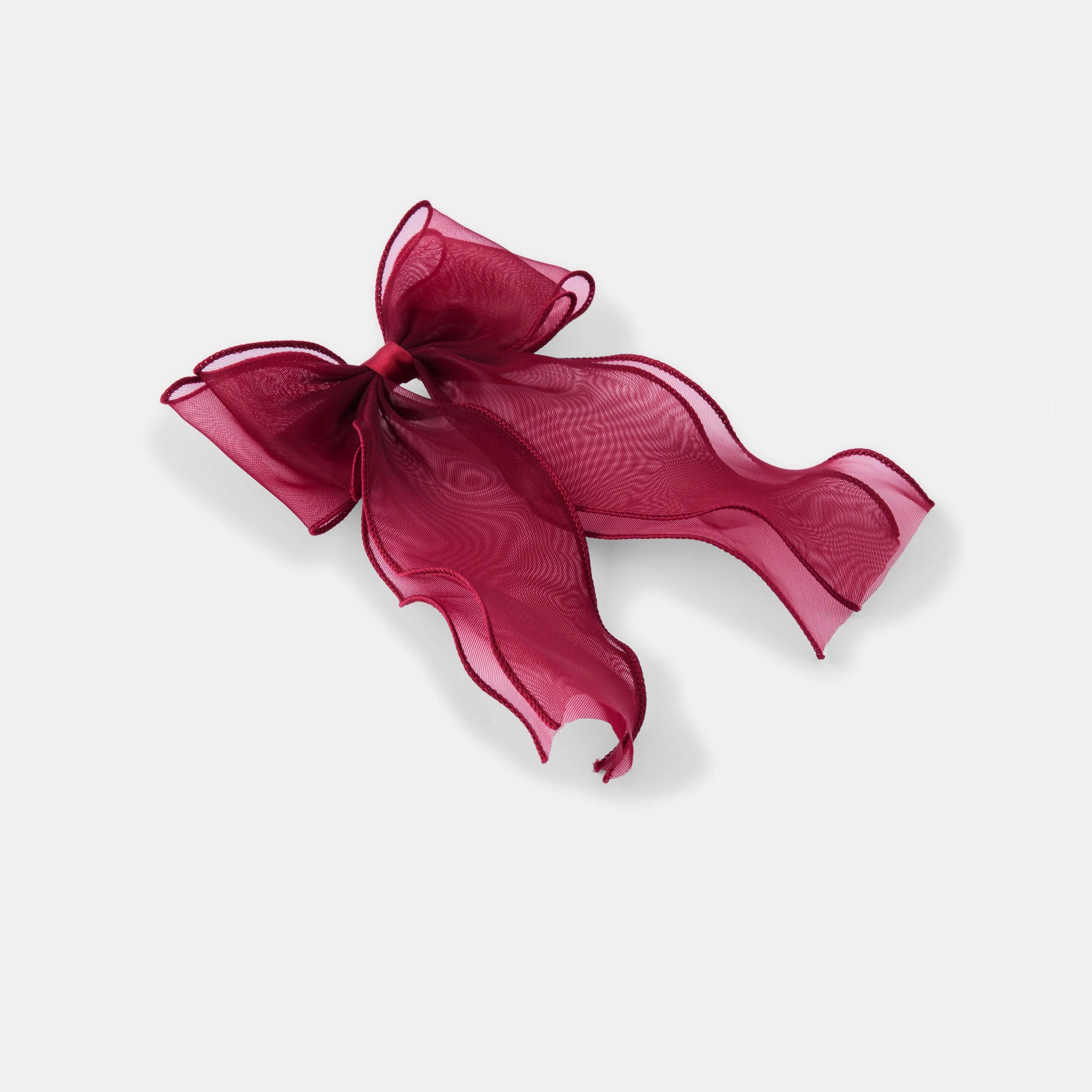 2 Red Organza Bow Hair Clip Red, 2 of 5