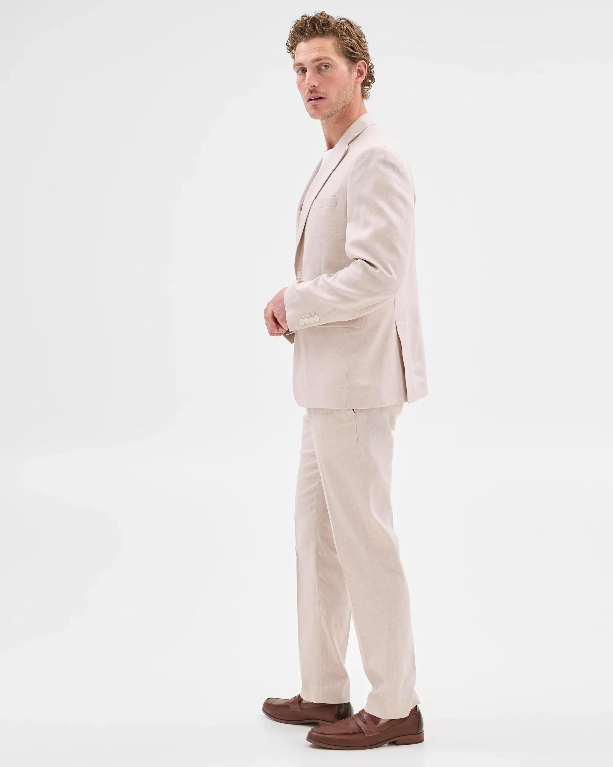 3 European Linen Blend Suit Jacket - Preview NEUTRAL, 3 of 7