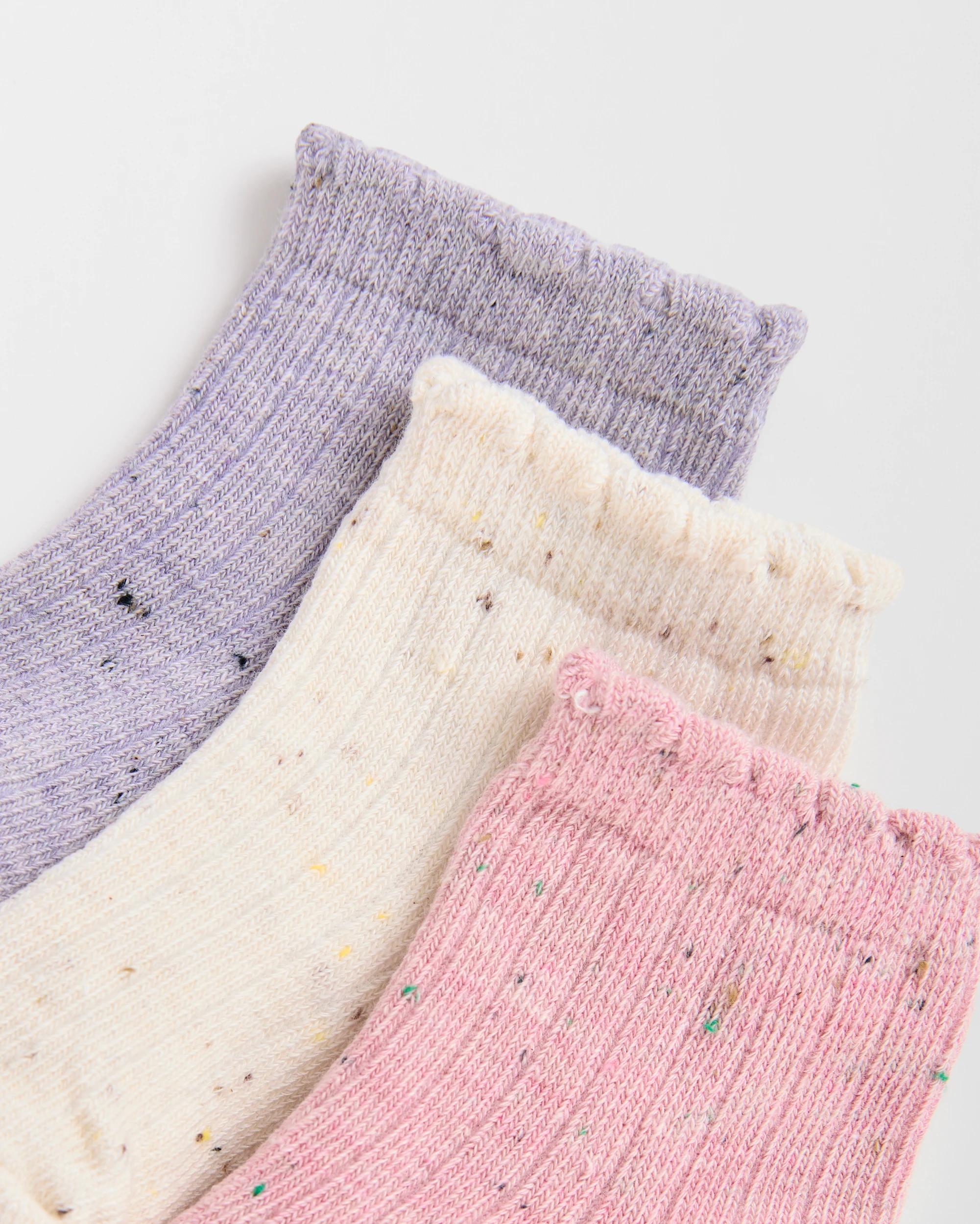 2 Target Baby Australian Cotton Blend 3 Pack Textured Quarter Crew Socks PINK/CREAM/LILAC, 2 of 3
