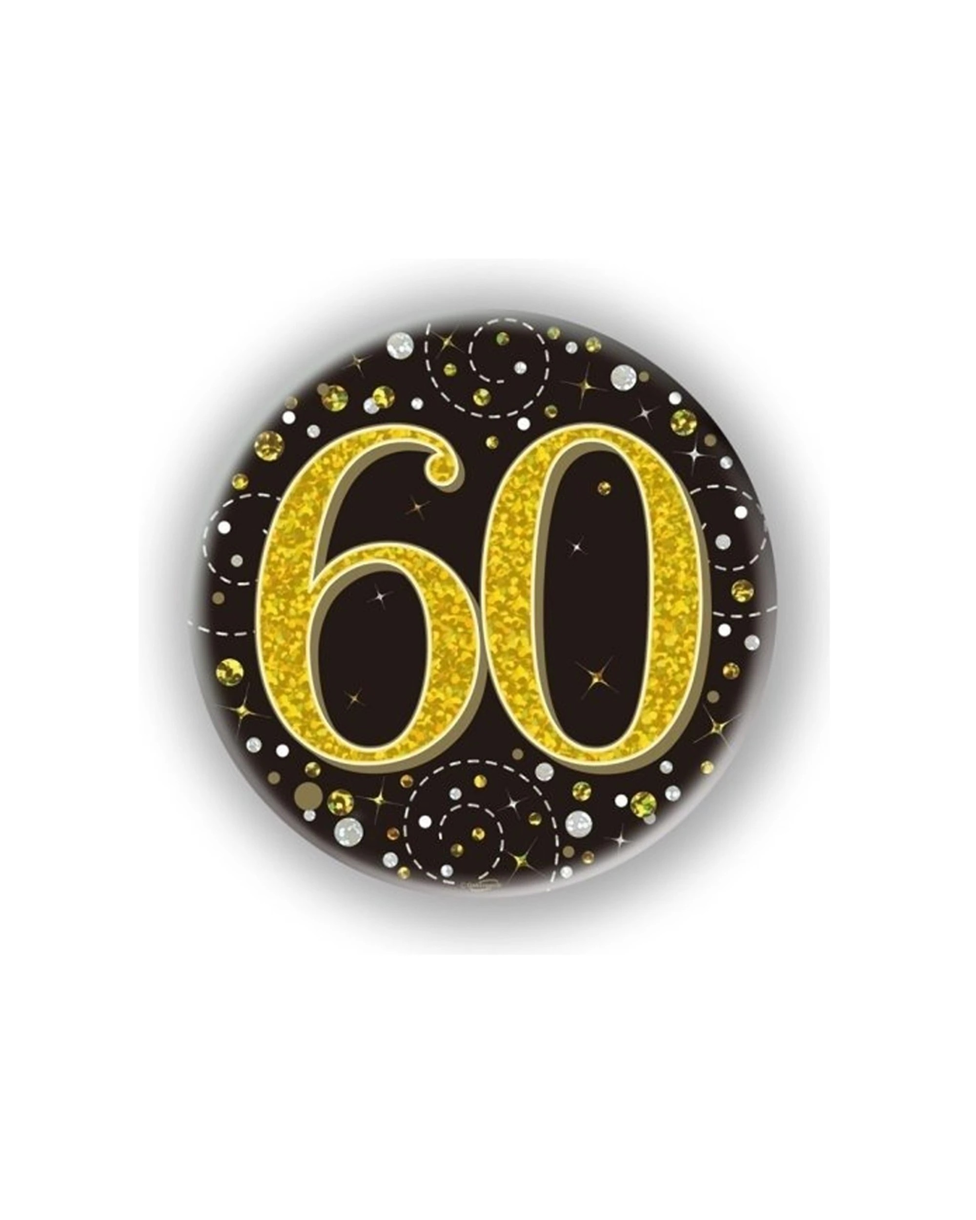 1 Alpen Sparkling Fizz Badge 60th Birthday 75mm - Black, 1 of 1