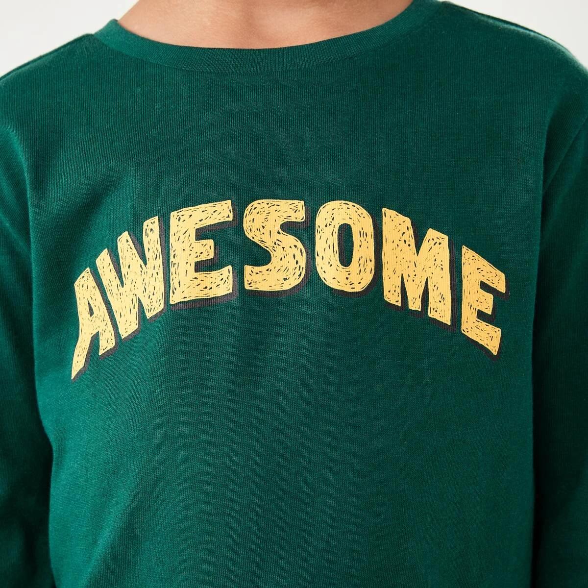 4 Long Sleeve Print T-shirt Grn Awesom, 4 of 8