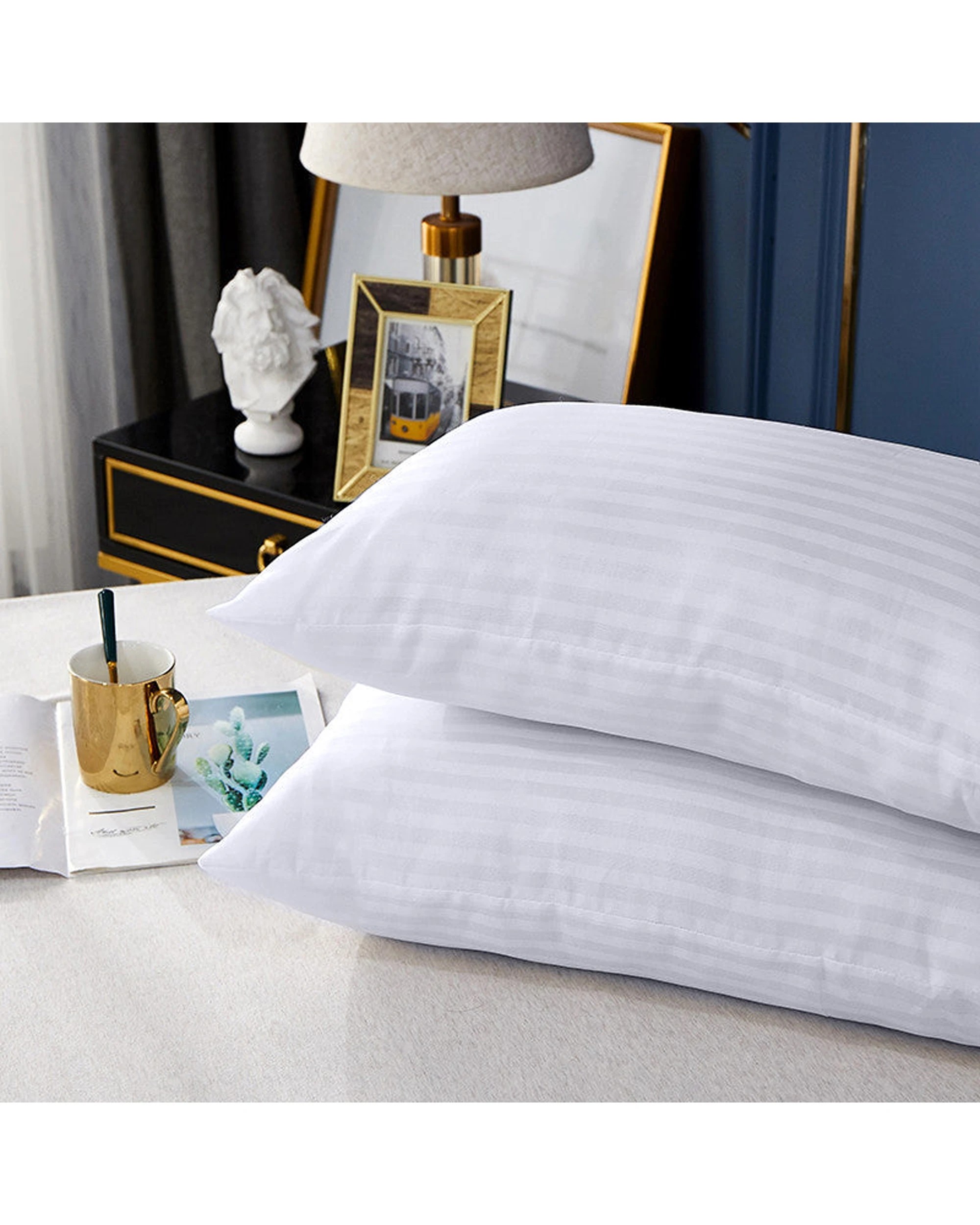 3 Cotton More 650TC 1cm Sateen Striped Quilt Cover Set 100% Cotton Single - White, 3 of 4