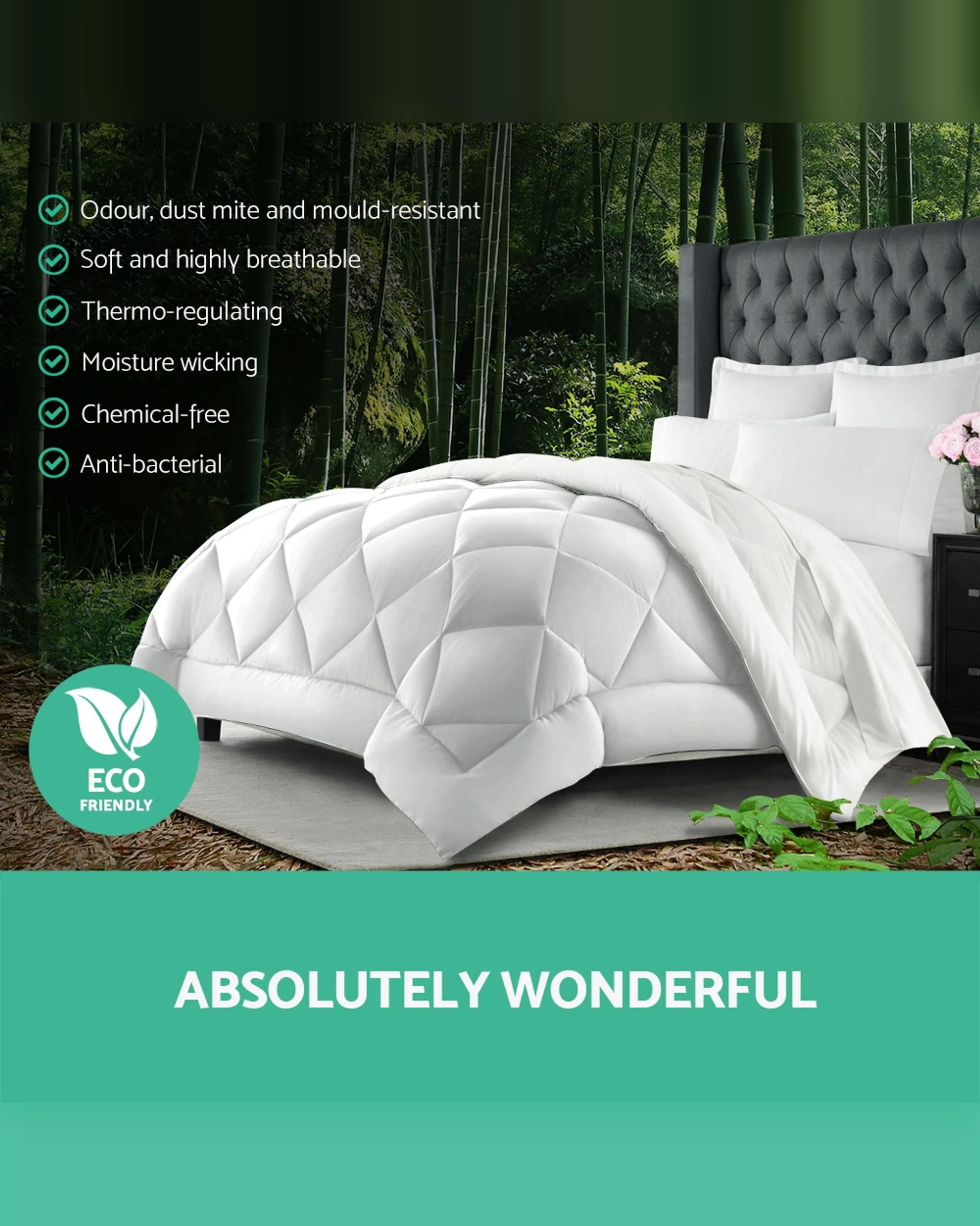 3 Giselle Bedding 400gsm Microfibre Bamboo Quilt Queen
 - Queen Bed
 - White, 3 of 3