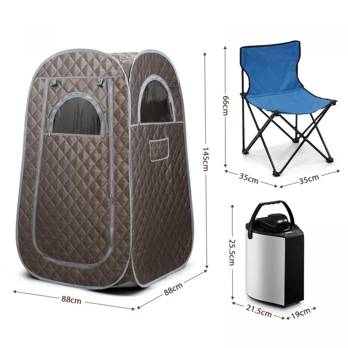 3 Maxkon Sauna Steam Tent Foldable Steamer Heating Portable Spa With Chair Remote Control Indoor, 3 of 7