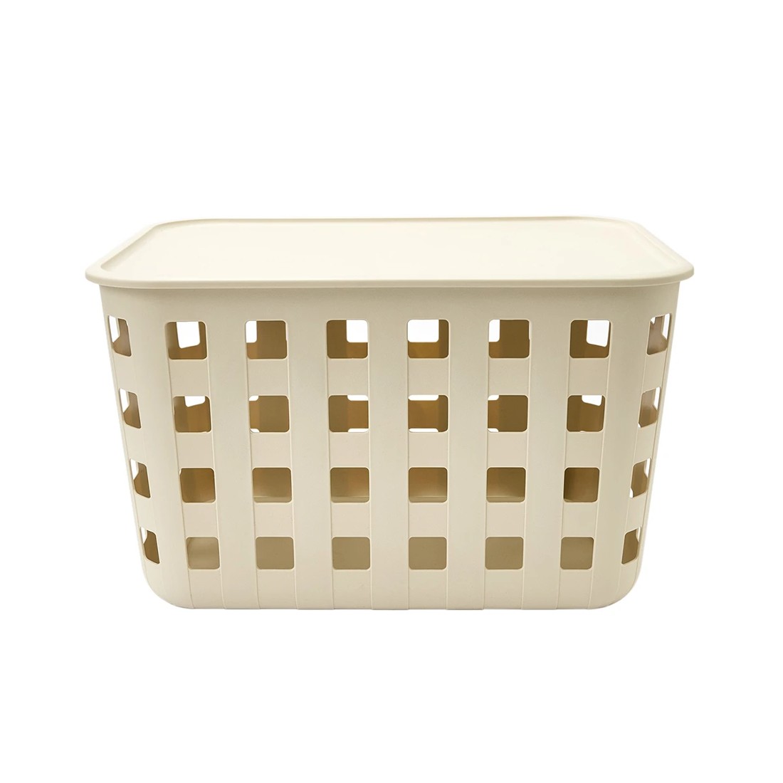 4 45L Rectangle Trellis Basket with Lid - Beige, 4 of 8