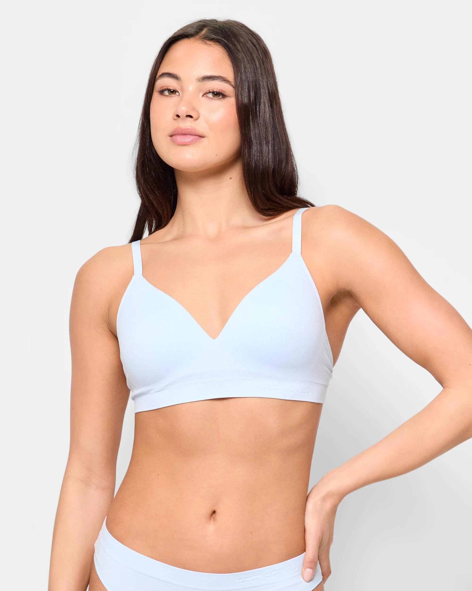 1 Seamfree Embossed Wirefree T-Shirt Crop Bra - Lily Loves HEATHER BLUE, 1 of 4