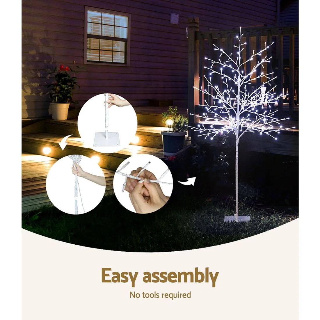 7 Jingle Jollys Solar Christmas Tree 1.5m Twigs 304 Led Lights Xmas Tree Lush Foliage Sturdy Stand Easy Assembly - White, 7 of 7