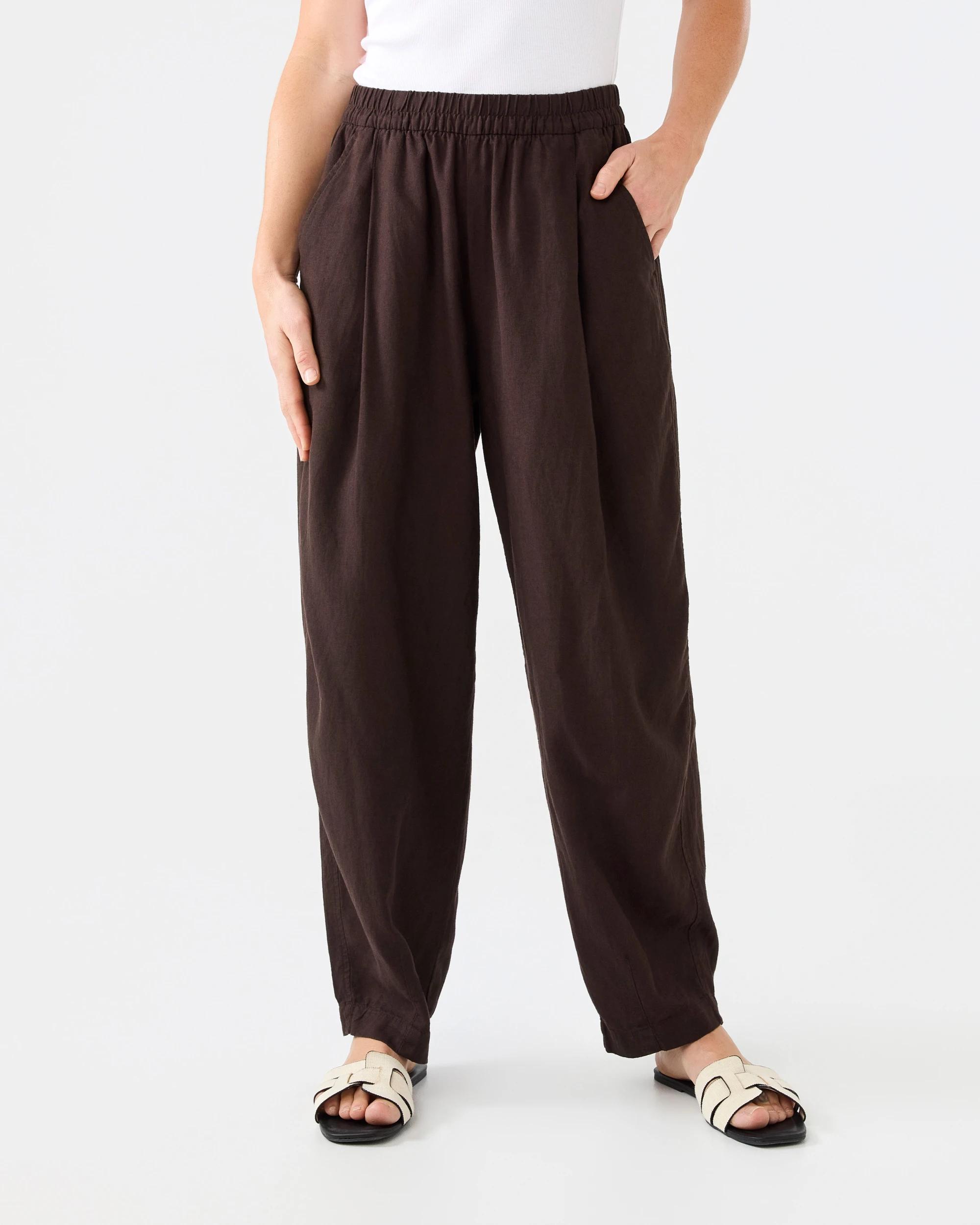 1 Linen Blend Barrel Pants Cbean, 1 of 5