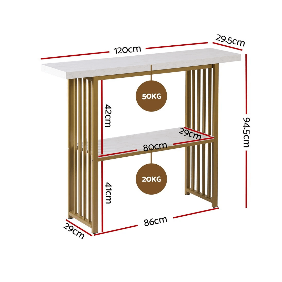 3 Artiss Console Table Marble Effect &Gold - Multi, 3 of 7