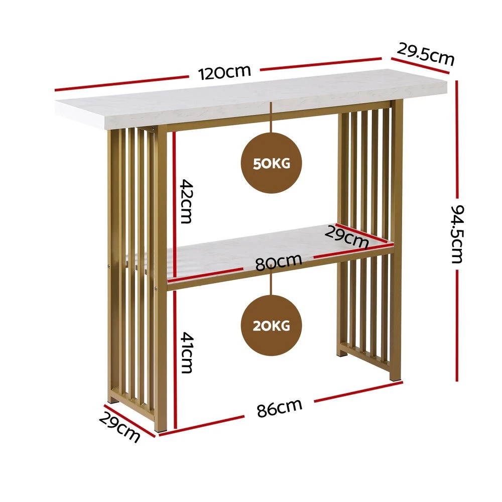 3 Artiss Console Table Marble Effect &Gold - Multi, 3 of 6