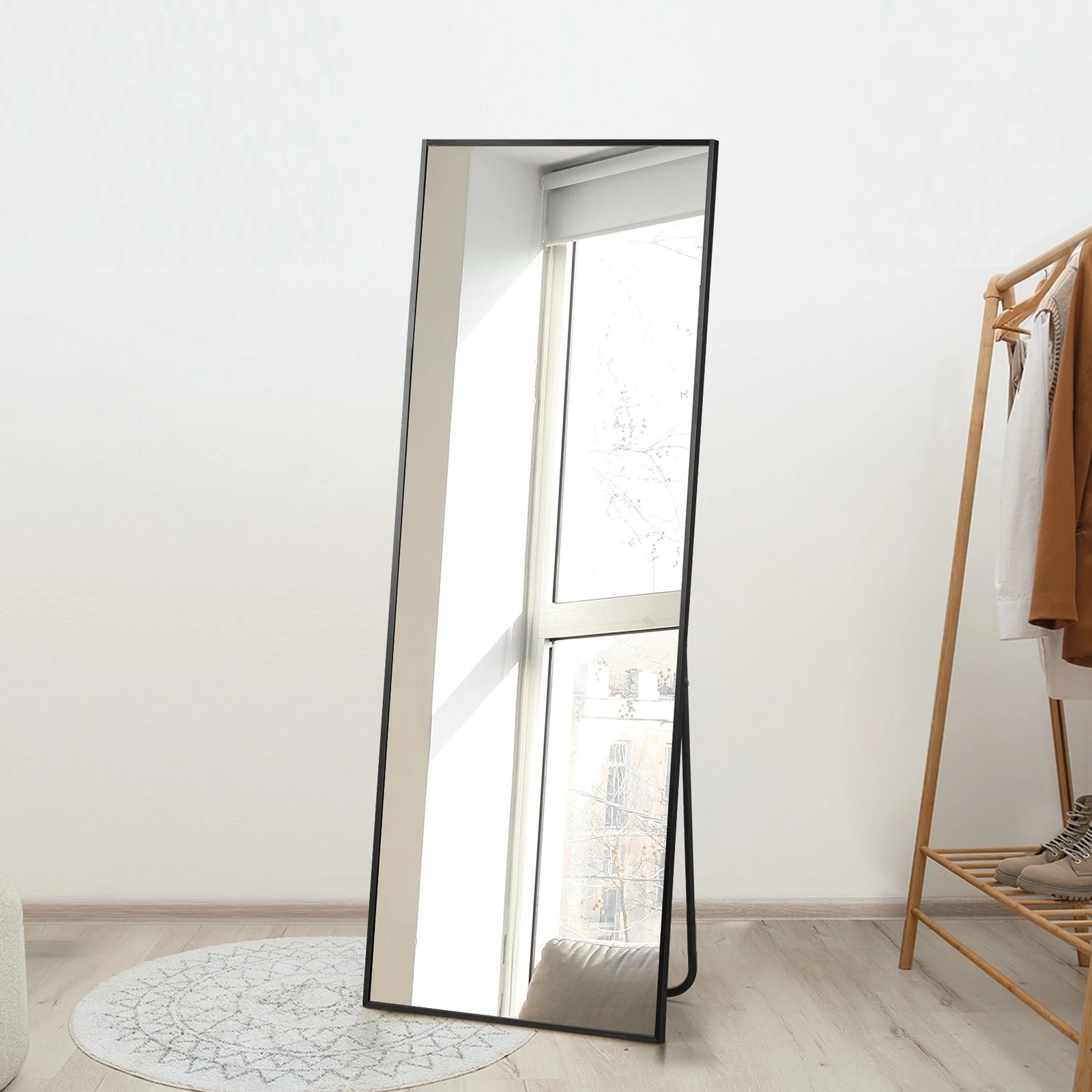 4 Oikiture 166x60cm Full Length Mirror Dressing Floor Mirrors Free Standing
 - Black, 4 of 9