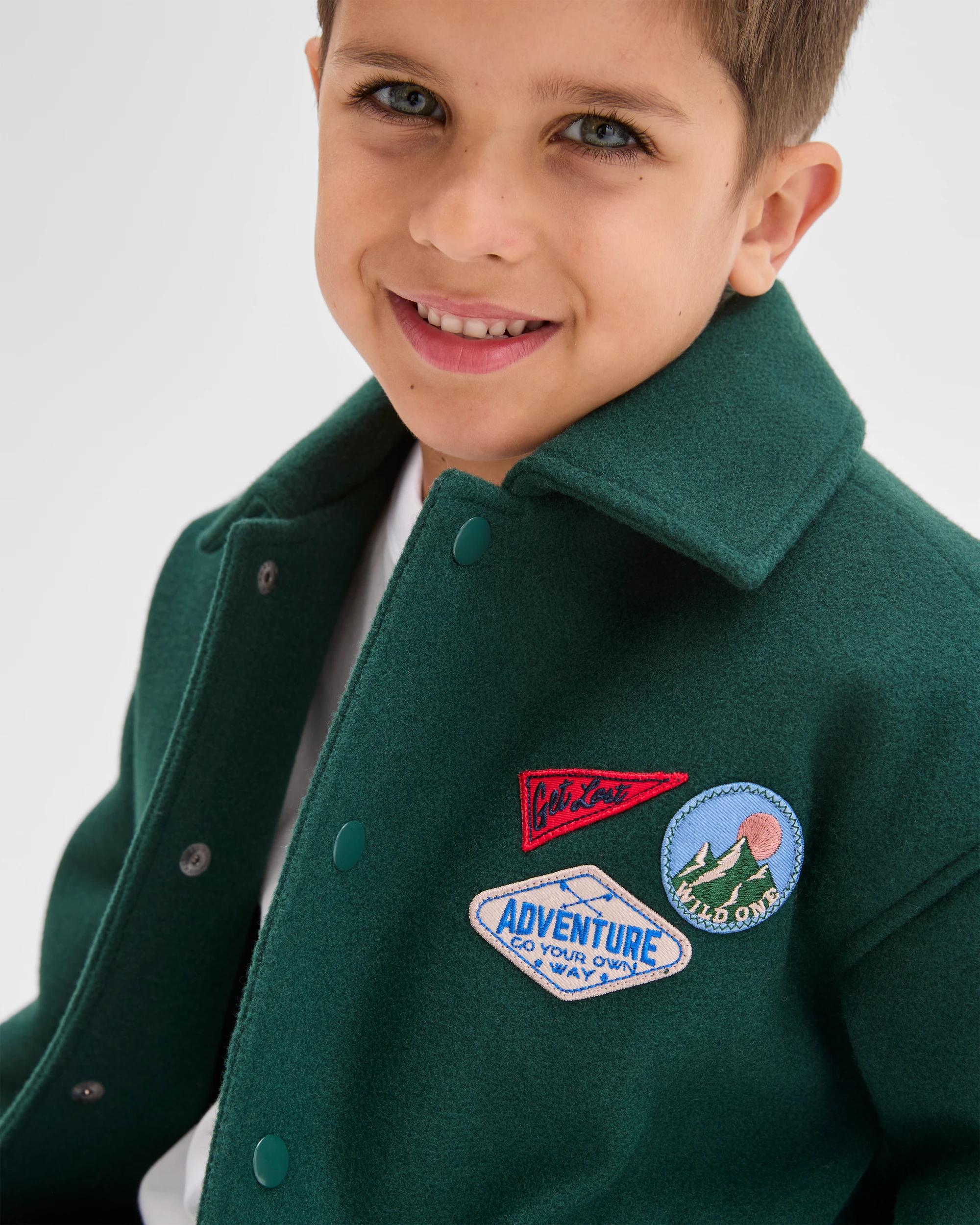 2 Target Kids Long Sleeve Varsity Bomber Jacket GREEN, 2 of 8