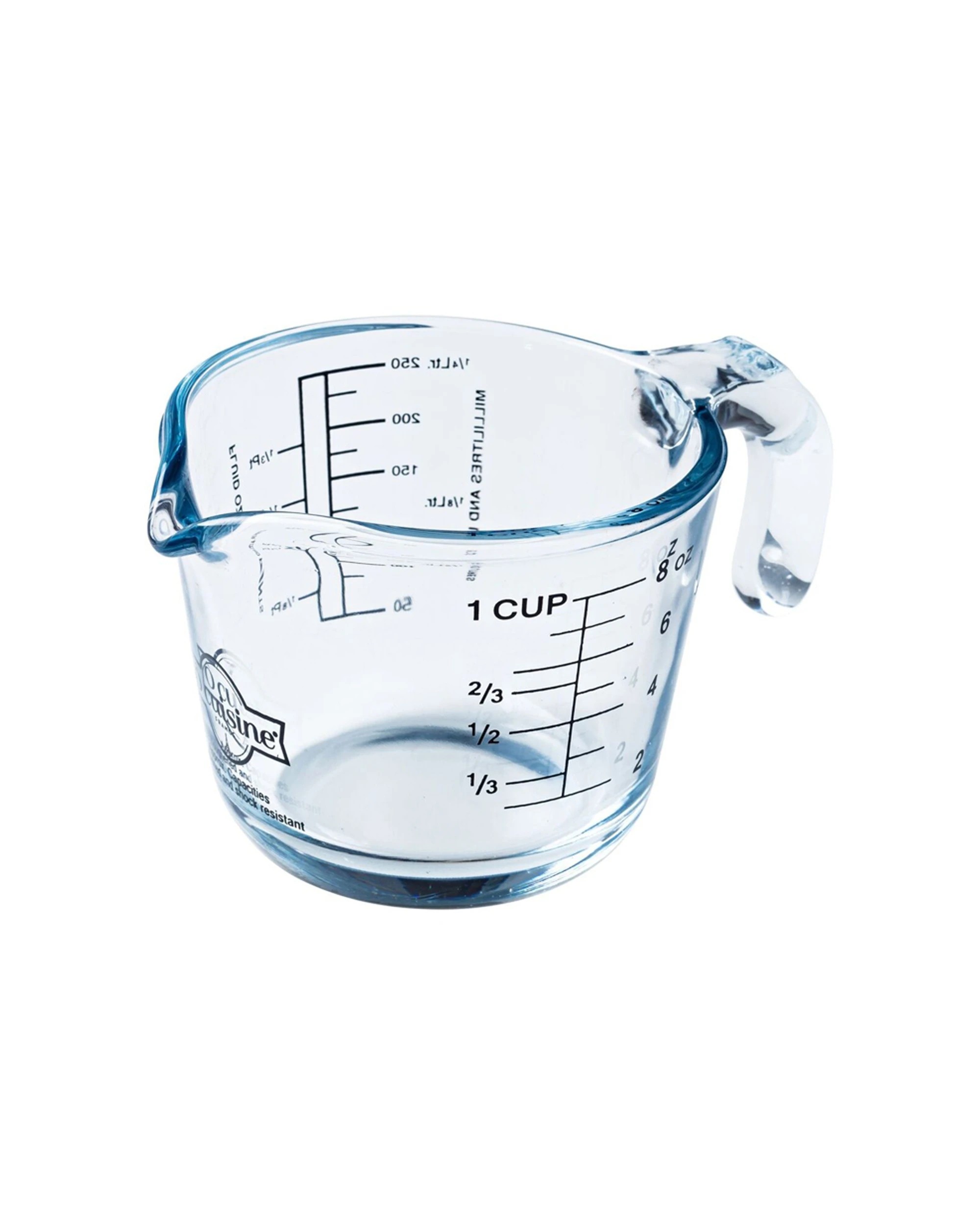 2 Ocuisine 0.25l Glass Measuring Jug With Handle Kitchen Measuring Cup - Plain, 2 of 4