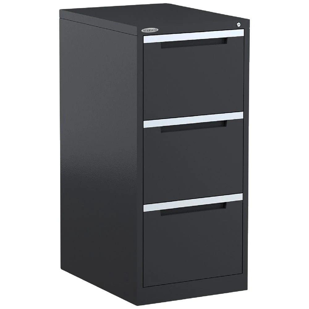 1 Steelco 3 Drawer Filing Cabinet Graphite Ripple Cabinets Filing Drawer Cabinets, 1 of 5