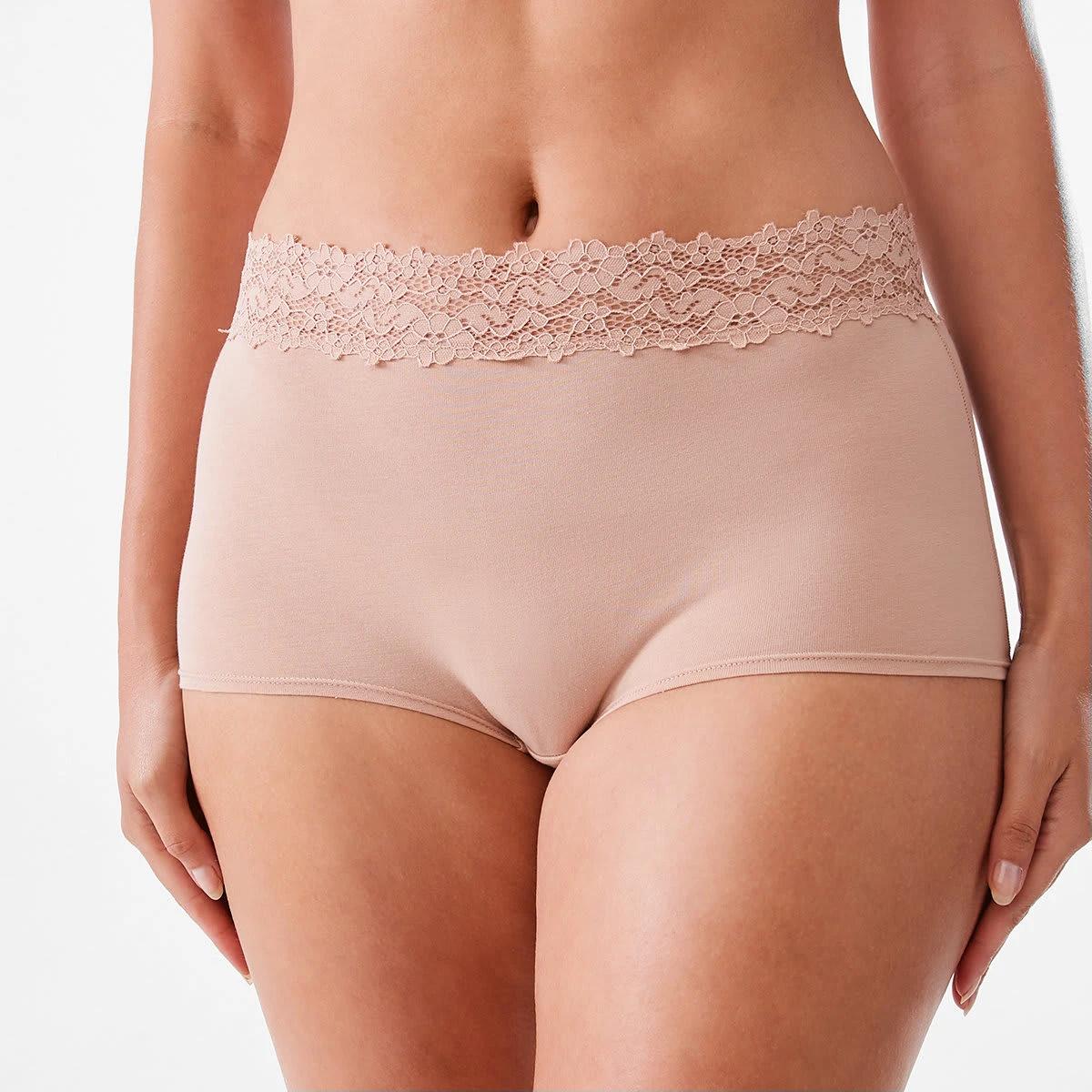 5 3 Pack Cotton Lace Boyleg Briefs Bk Sc Lf, 5 of 8