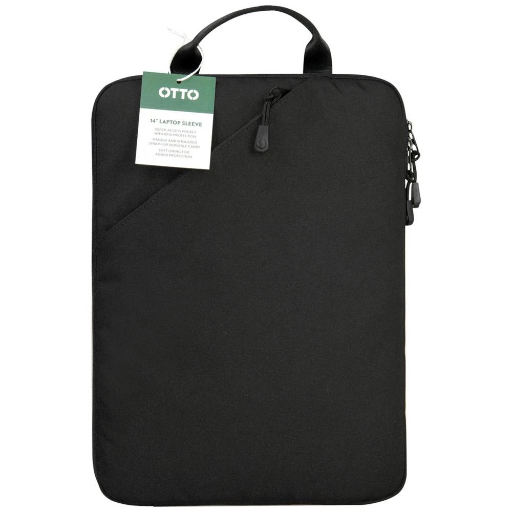 5 Otto Vertical 14" Laptop Sleeve Black w shoulder strap, 5 of 5
