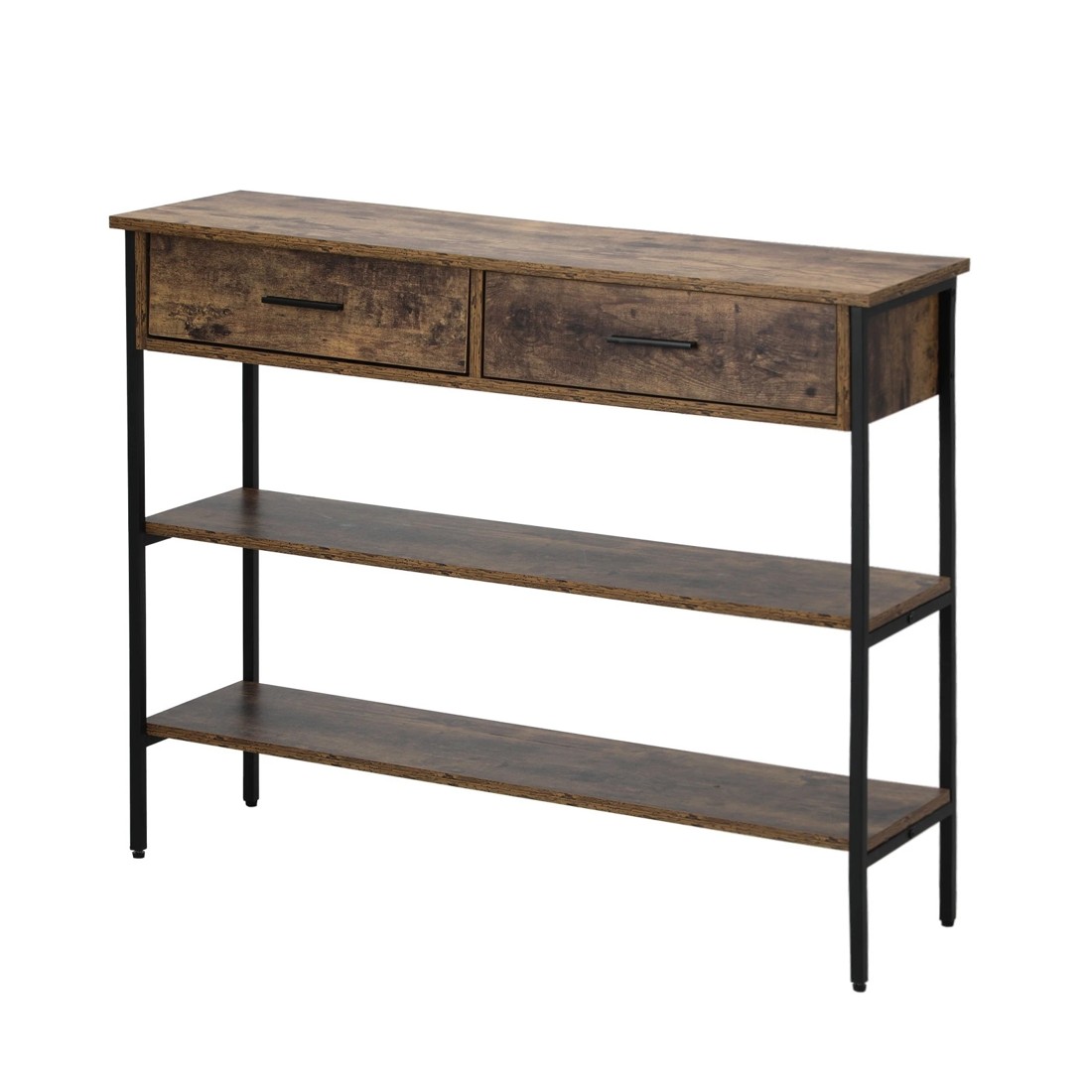 1 Oikiture 3-tier Console Table Wood Sofa Table With 2 Drawers Hall Side Entry
 - Natural, 1 of 10