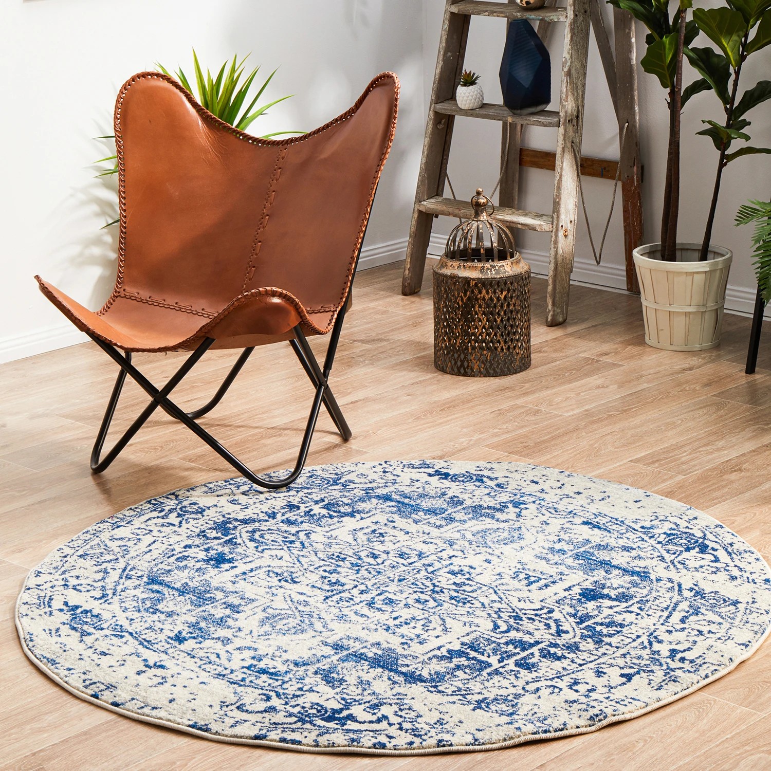3 Common Ground Rugs Encore 253 150x150cm Round - Small Pet Friendly Rug - Blue, 3 of 7