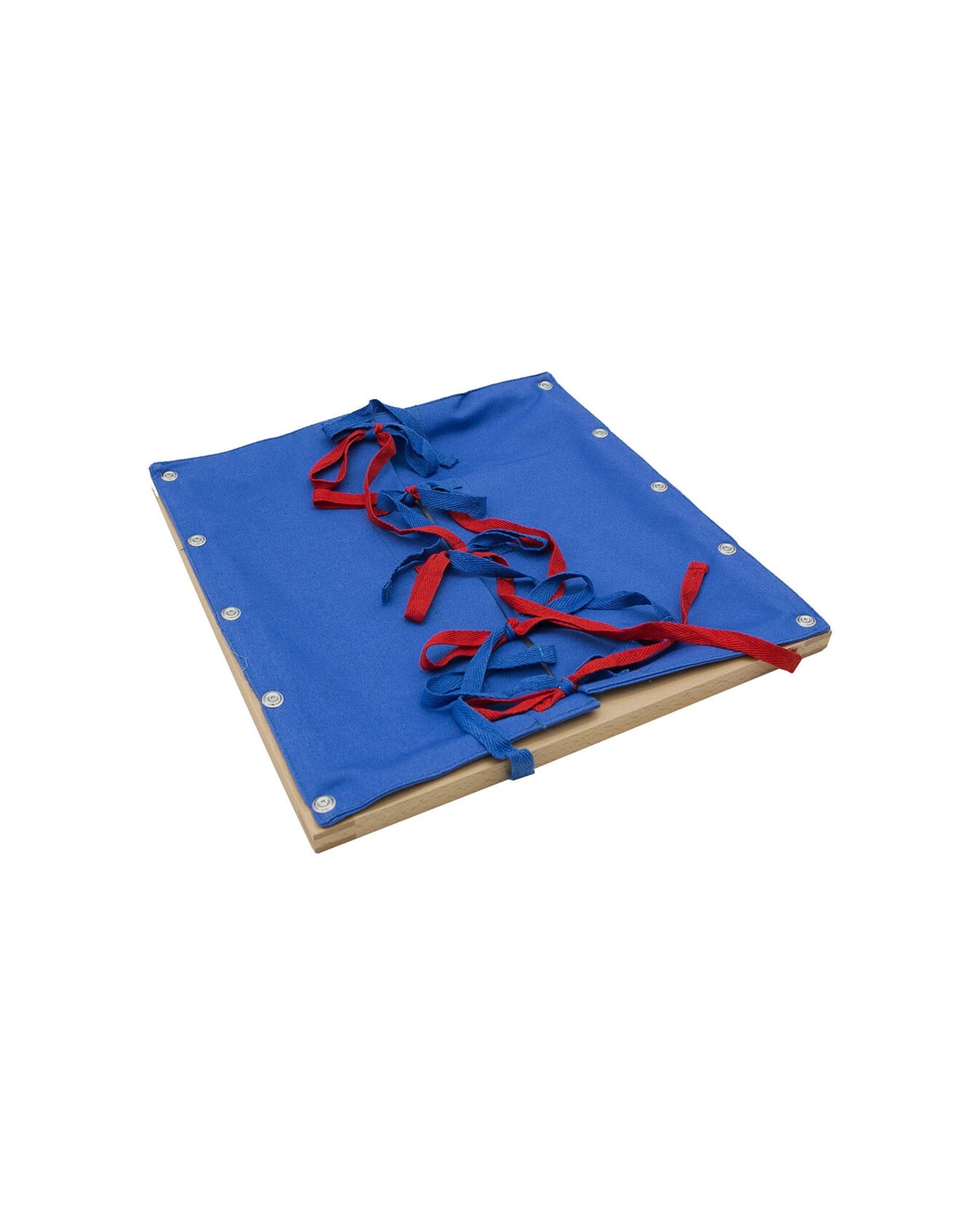 1 Gam Montessori Dressing Frame Bow Tying Educational Toy 30 X 30 Cm Beechwood - Blue, 1 of 3