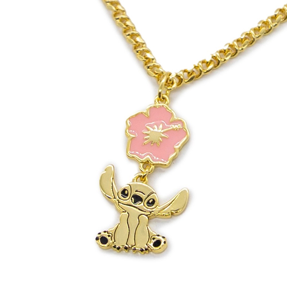 1 Disney - Lilo & Stitch (2025) - Stitch Flower Necklace - Gold,Pink, 1 of 3