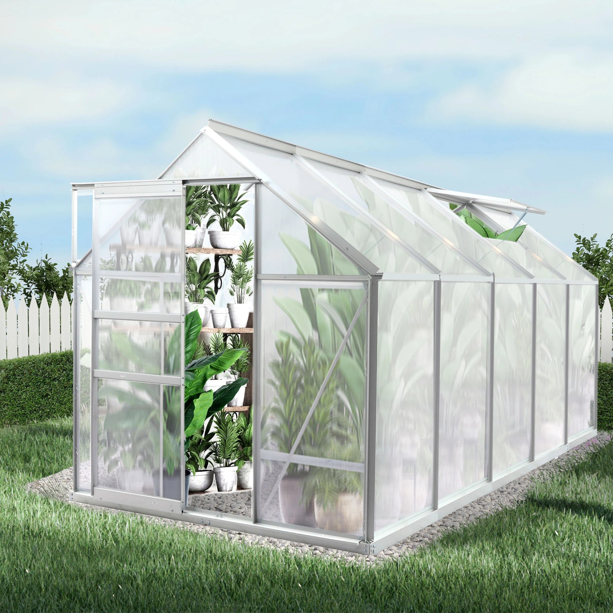 7 Levede Alumium Greenhouse 1.95X1.9X3.16M Polycarbonate Garden Shed, 7 of 9