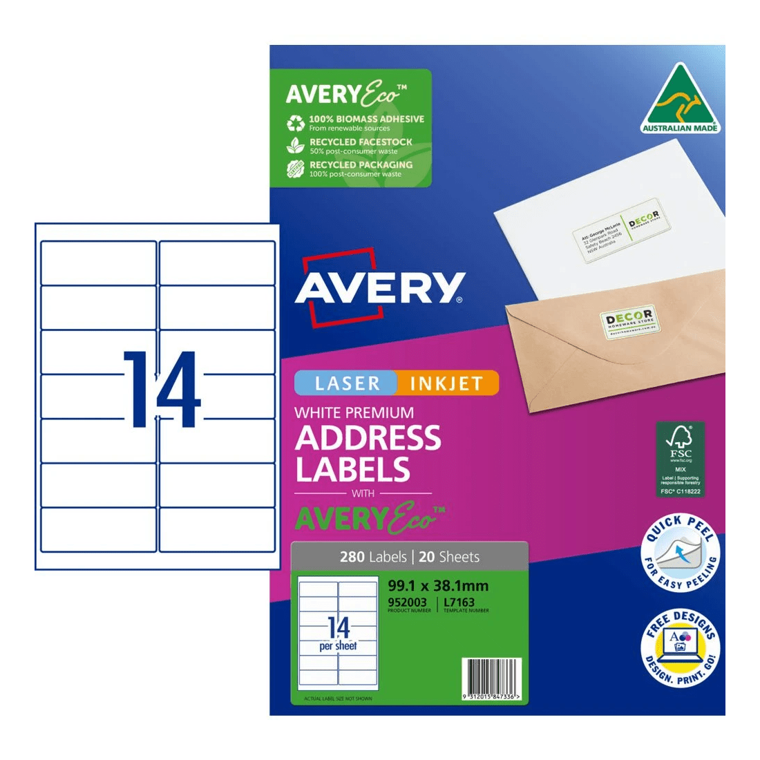 1 Avery Premium White Addressing Labels AveryEco 14UP 20 Sheets, 1 of 10