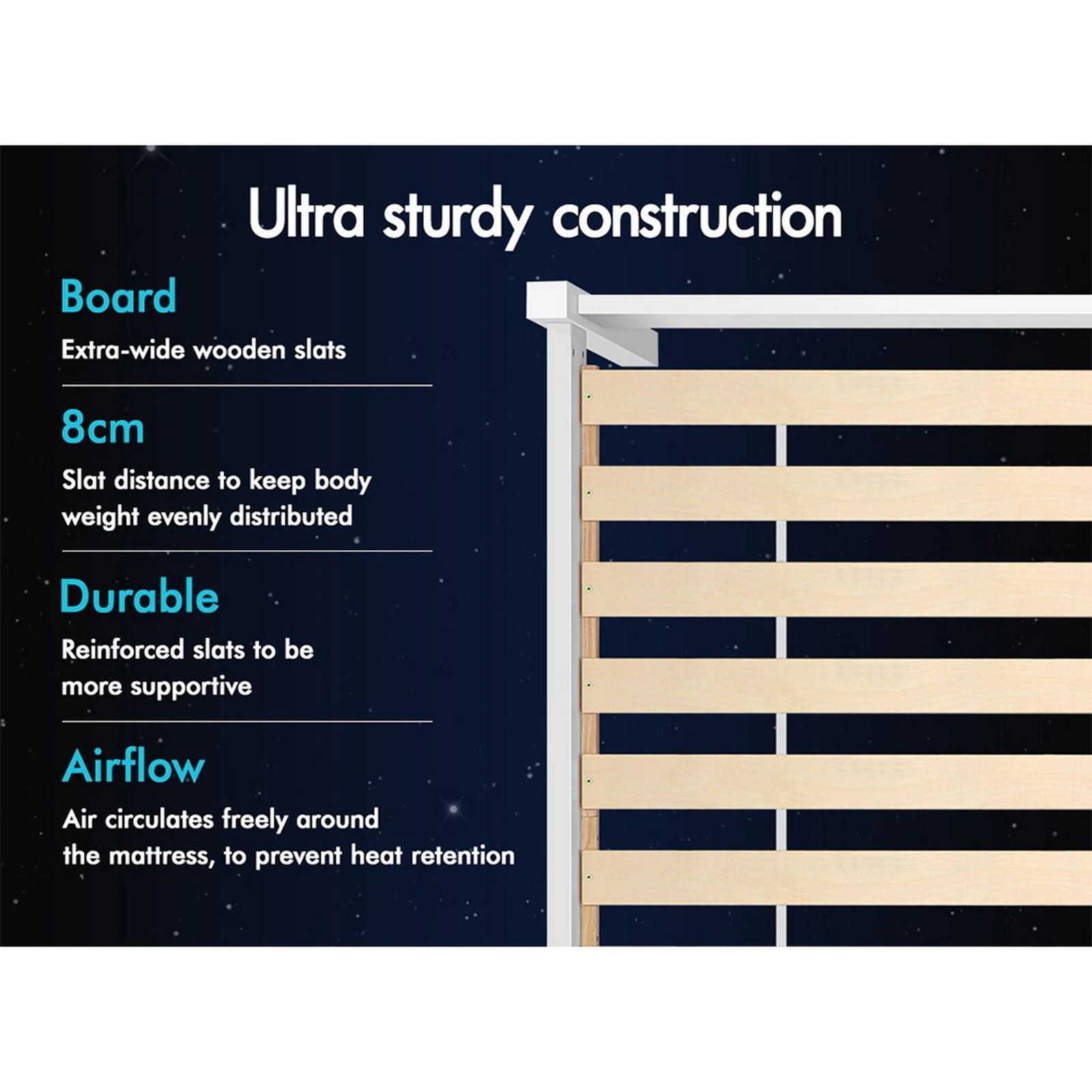 6 Alfordson Bed Frame Wooden Timber Single Size Mattress Base Platform Fenella - White, 6 of 10