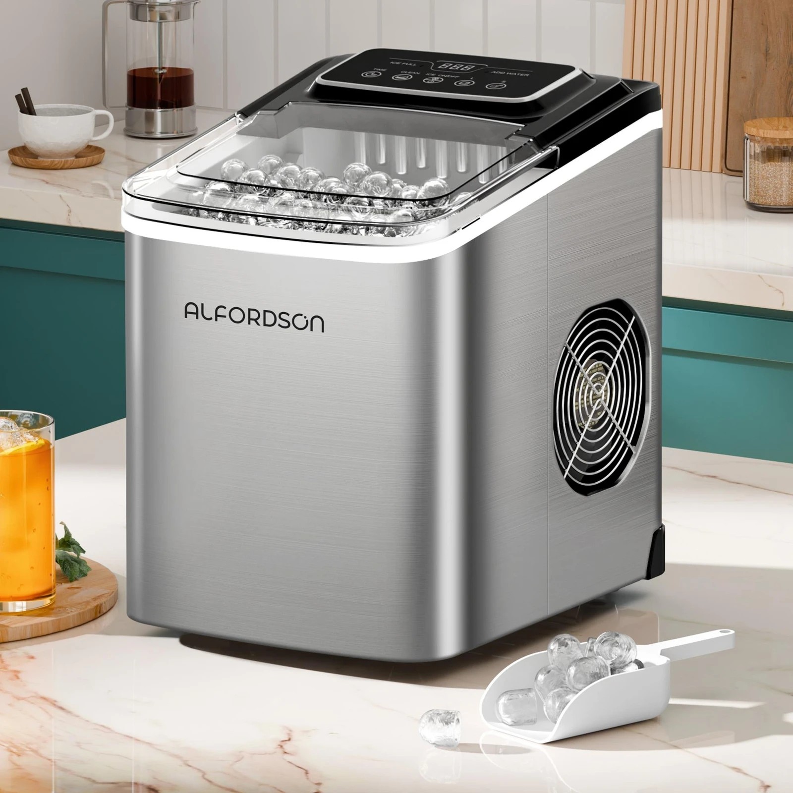 2 Alfordson Portable Ice Maker Machine Commercial 12kg 24hour Timer 2.2L - Silver, 2 of 10