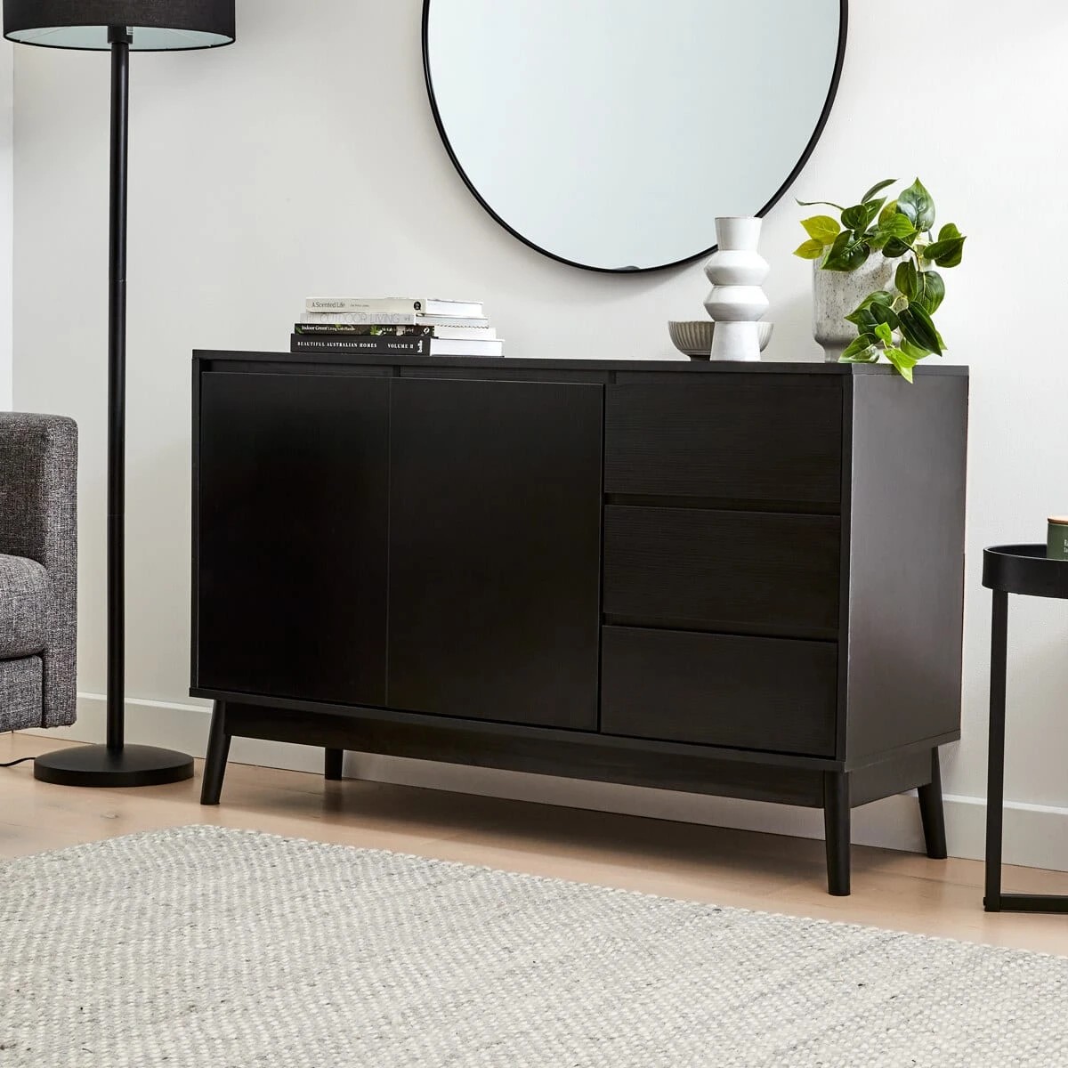 3 Thorne Buffet Unit with  Adjustable Shelves - Black, 3 of 10