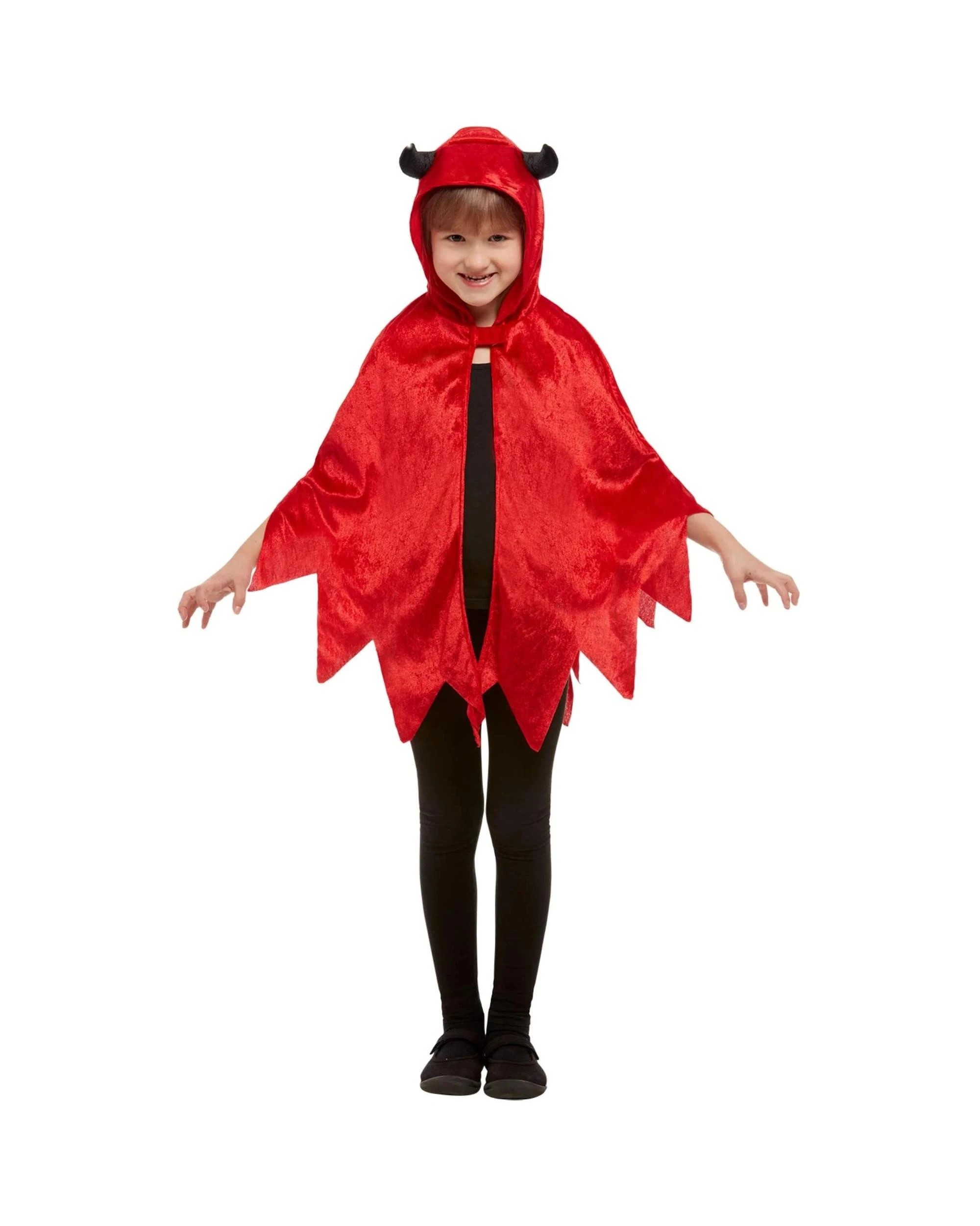 1 Unisex Devil Hooded Cape Child Costume, 1 of 8