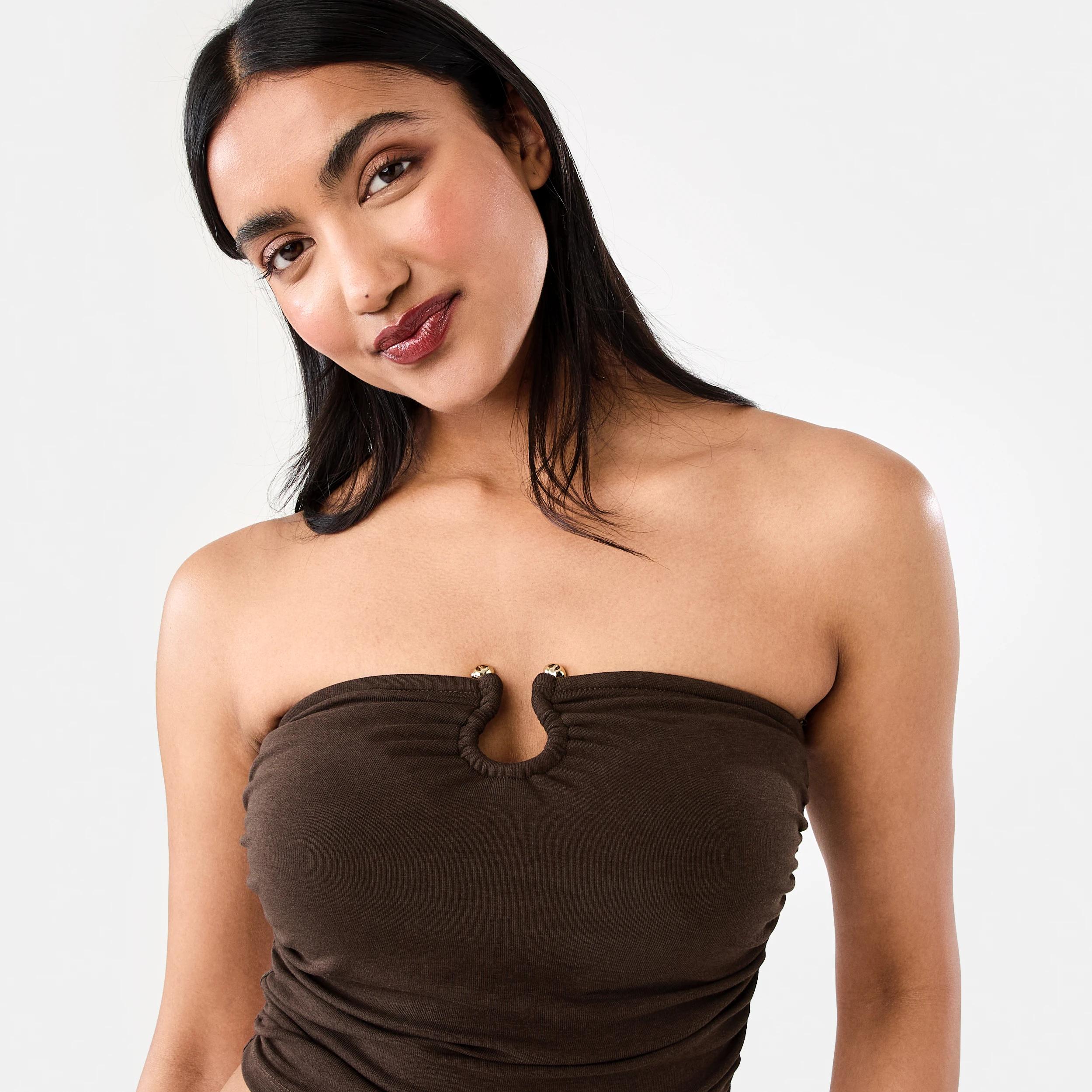 5 Sleeveless Trim Detail Tube Top Melt Brown, 5 of 7