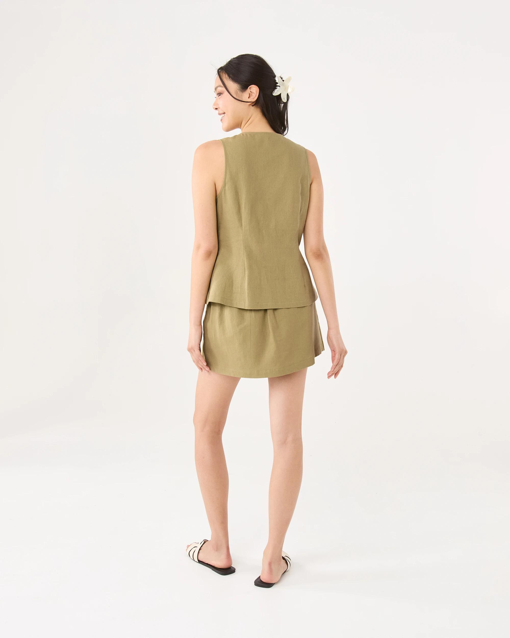 4 Button Wrap Mini Skort Urban Grn, 4 of 7