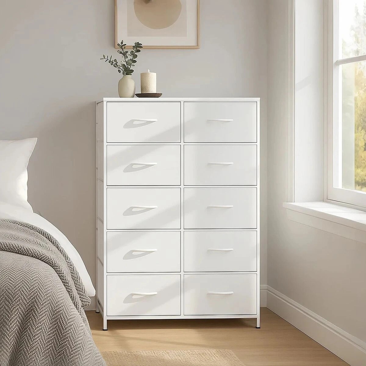 3 LUXSUITE Chest of 10 Drawers Double Dressers Tallboy White, 3 of 3