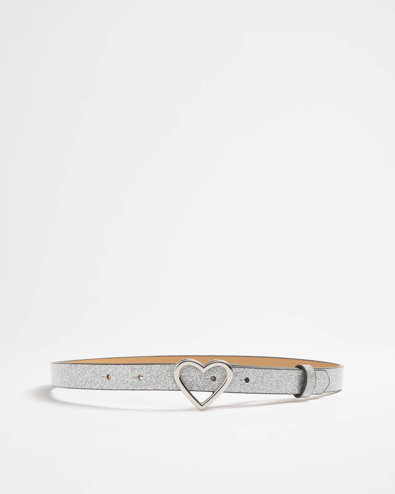 1 Target Kids Glitter Heart Buckle Belt SILVER, 1 of 2