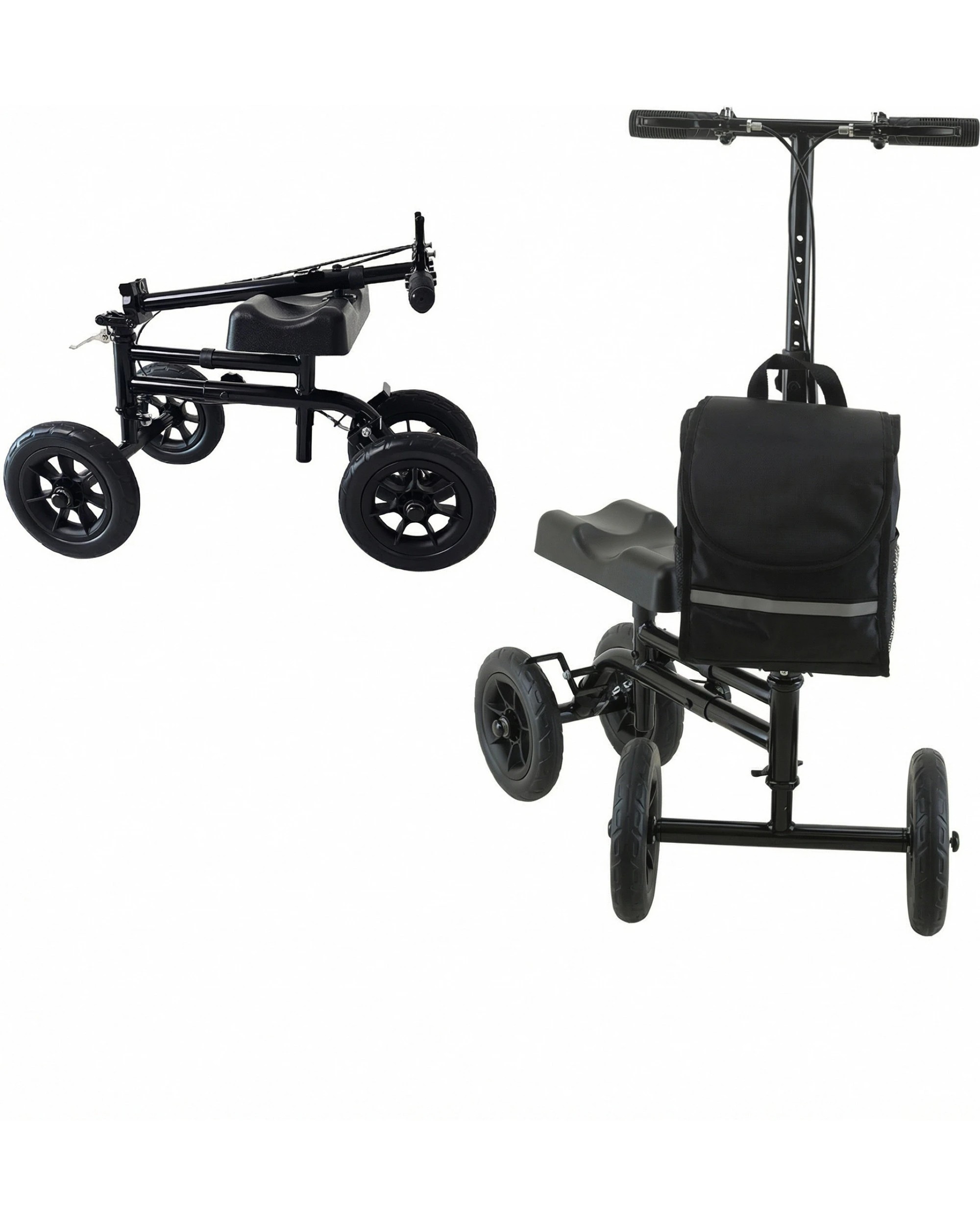 6 Orthonica Foldable Steel Knee Scooter 136kg Capacity, Height-Adjustable Walker - Black, 6 of 9