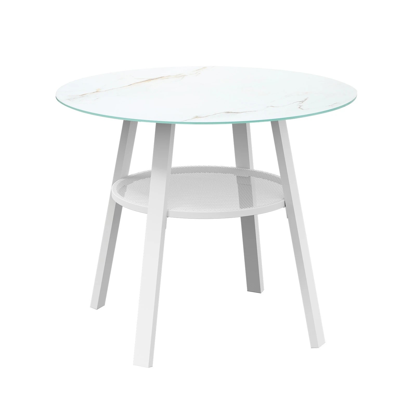 1 Livsip Outdoor Dining Table W/ Storage Shelf Patio Furniture 90cm
 - White, 1 of 10