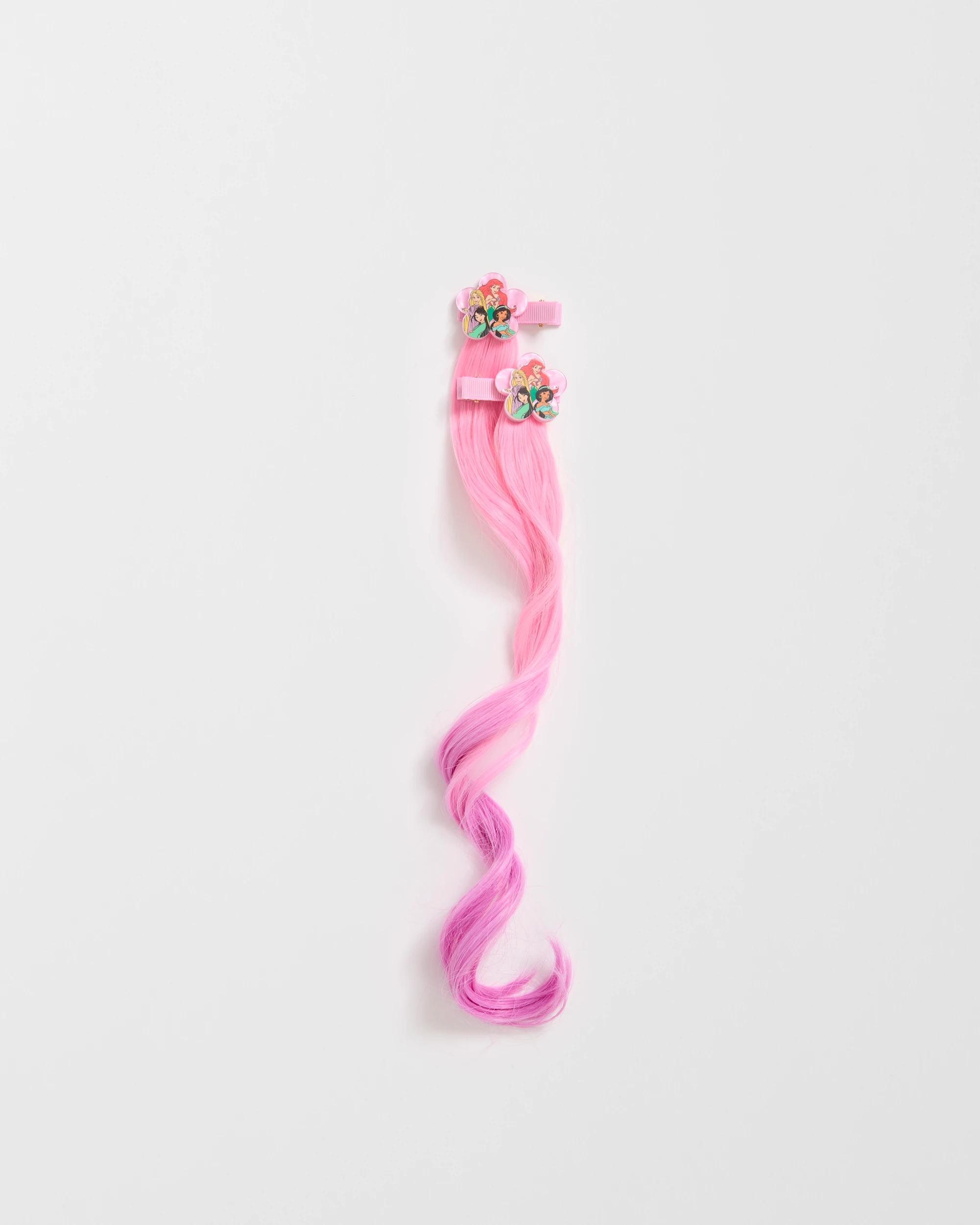 1 Disney Princess 2 Pack Faux Hair Clips PINK, 1 of 3