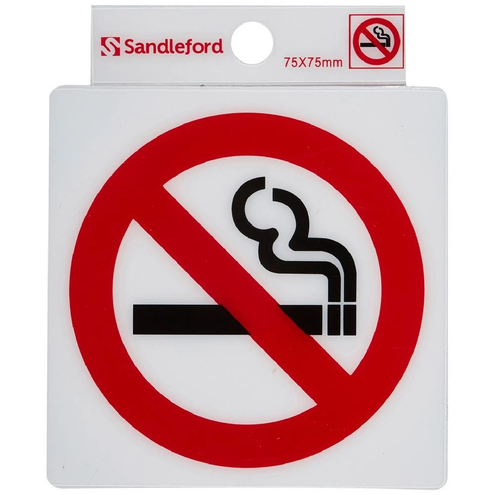 1 Sandleford No Smoking Symbol Self Adhesive Sign 75 x 75mm, 1 of 1