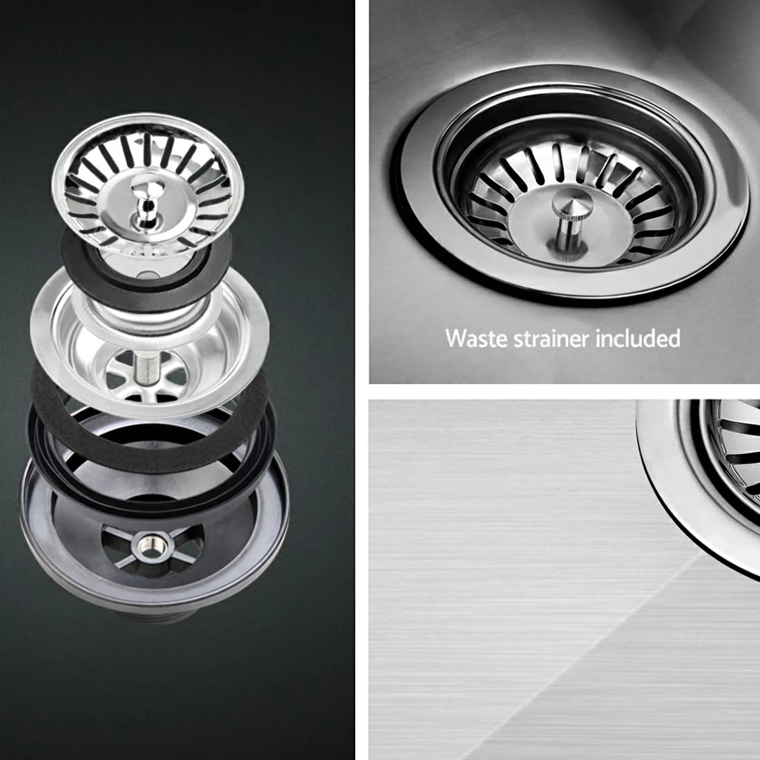 3 Cefito Kitchen Sink 44X34CM Stainless Steel Nano Basin Single Bowl - Silver, 3 of 5