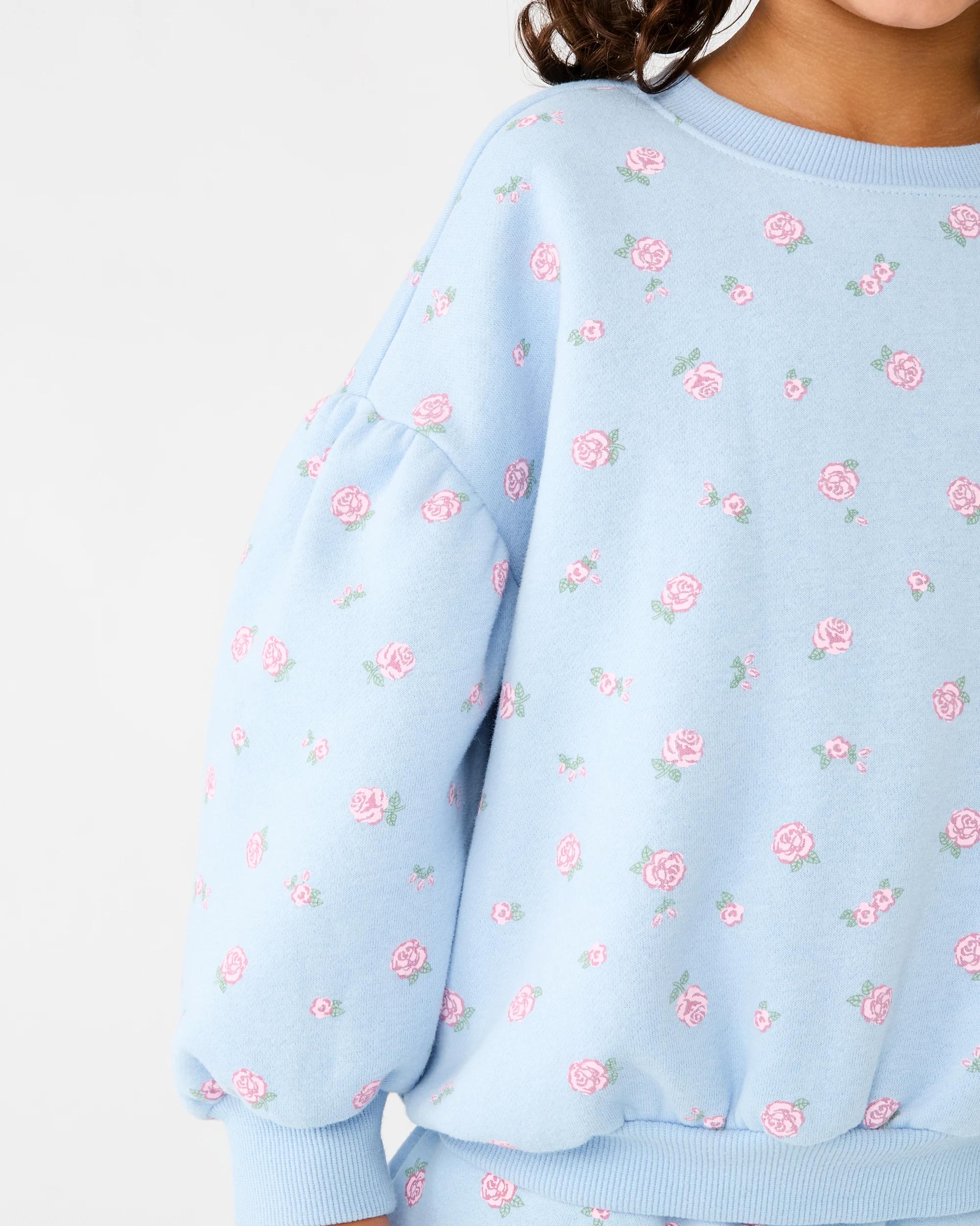 5 Oversized All Over Print Crew Neck Sweatshirt Blu Rose, 5 of 7