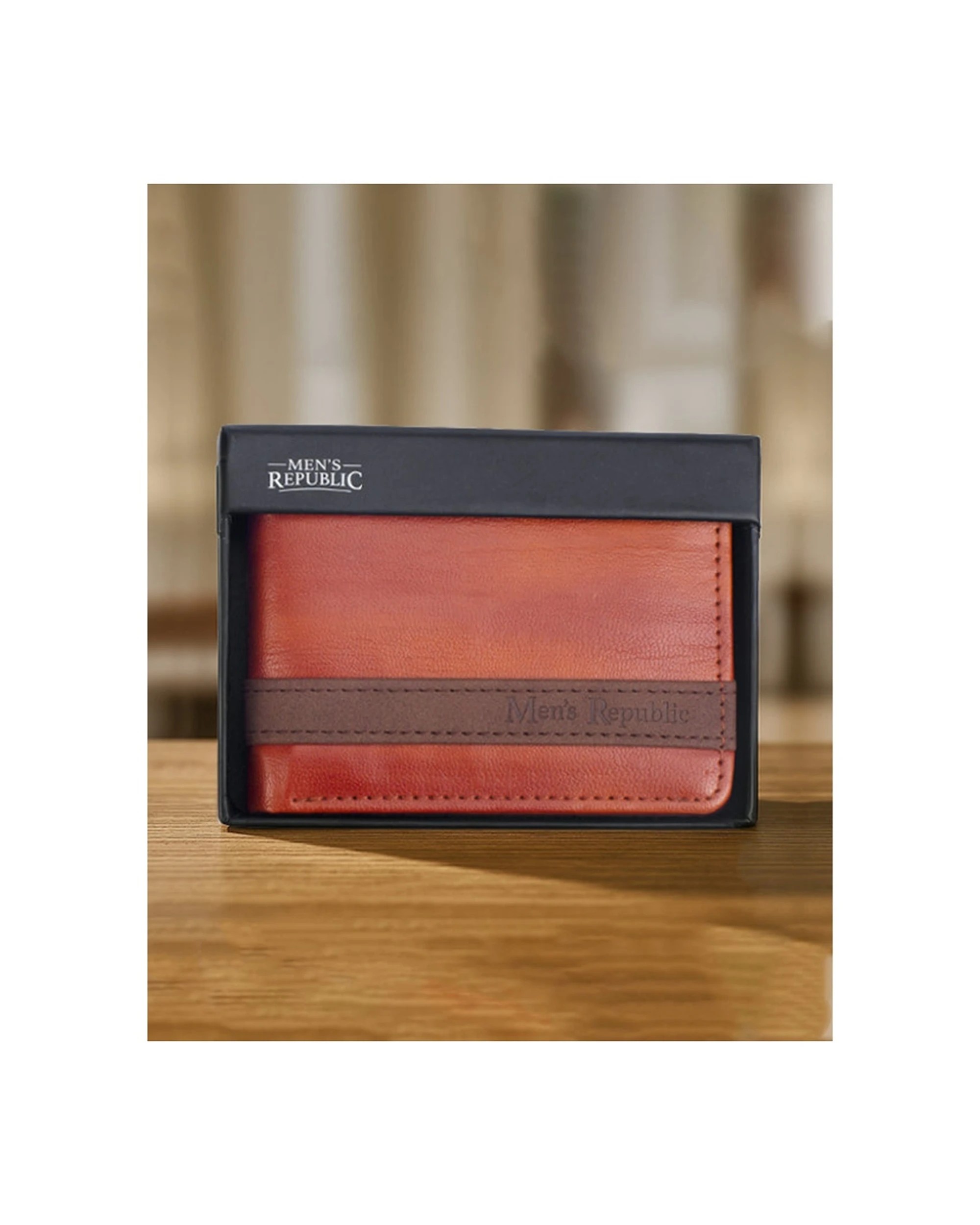 5 Mens Republic Slick Vegan Leather Money Wallet Slim Compact Bi-Fold Design - Brown, 5 of 5