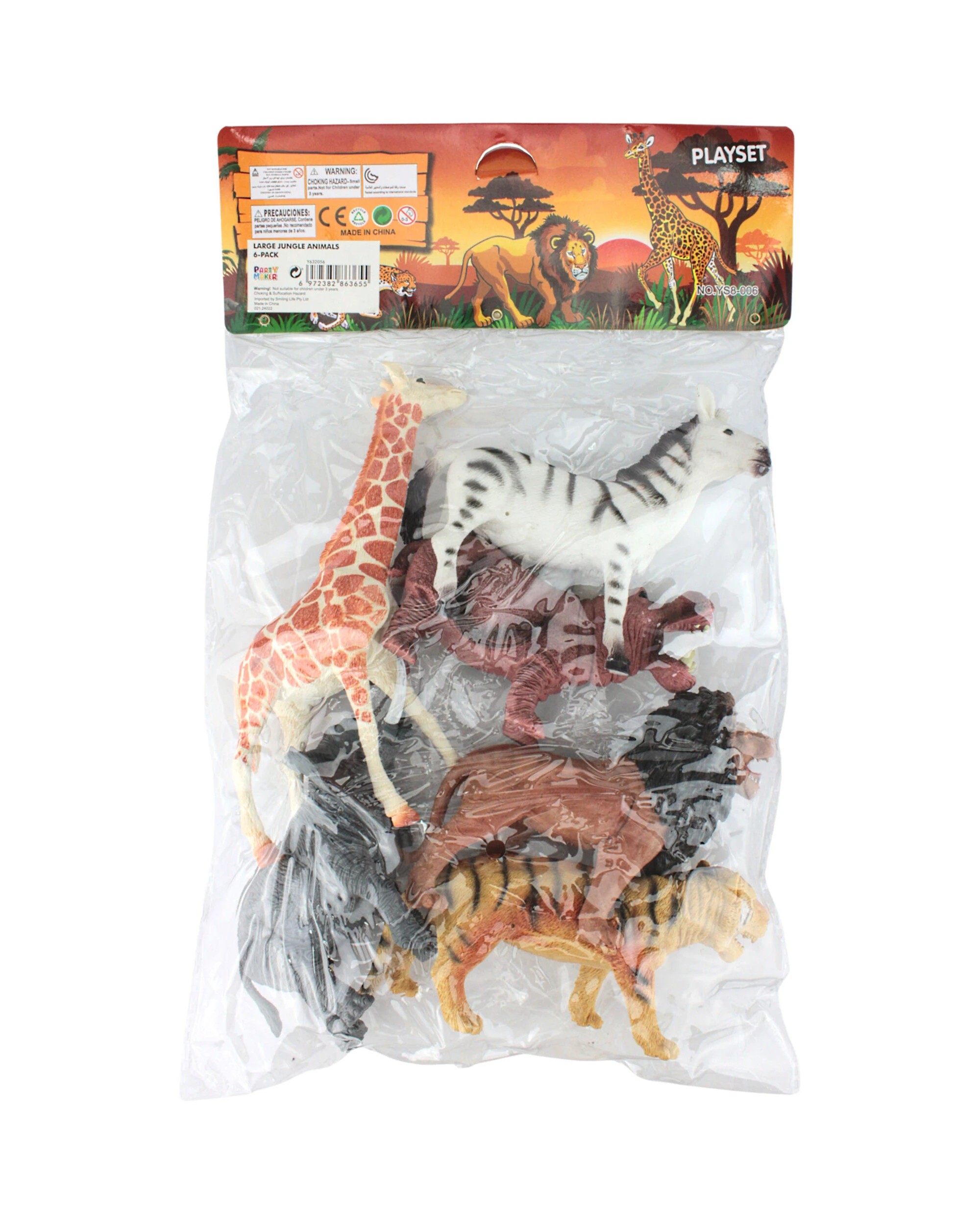 3 Partyrama Jungle Zoo Animals Large Play Toys Pack of 6 - Multi, 3 of 3