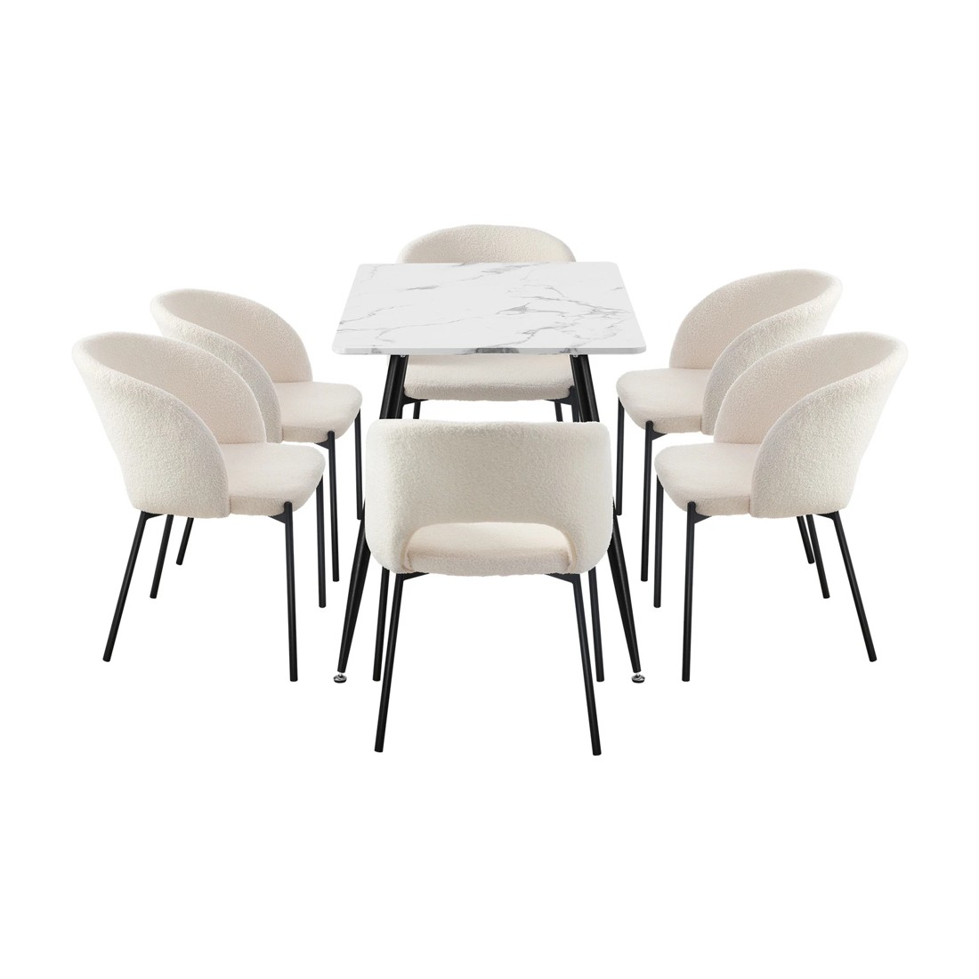 8 Oikiture 120cm Rectangle Dining Table With 6pcs Dining Chairs Sherpa
 - Multi, 8 of 10